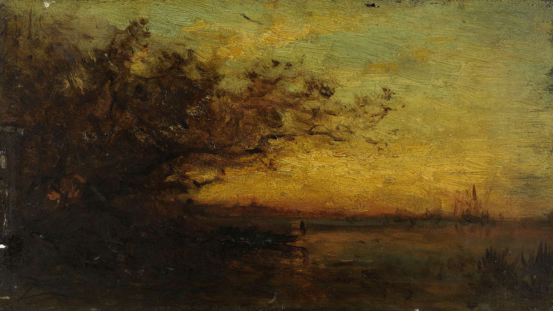 Plan Deau Soleil Couchant Au Revers Deux Etudes by Felix Ziem