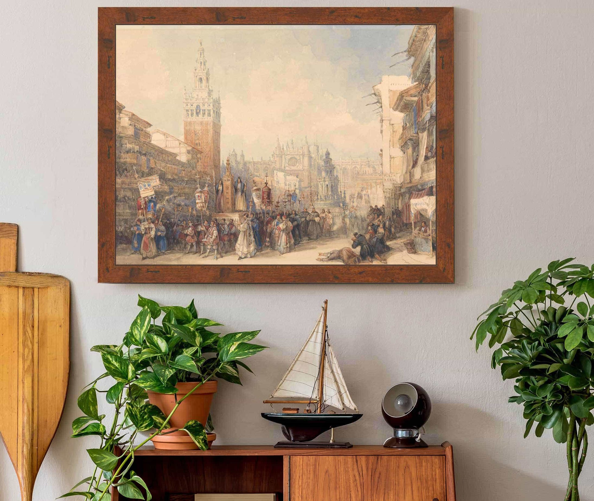 Plaza Real And Procession by David Roberts