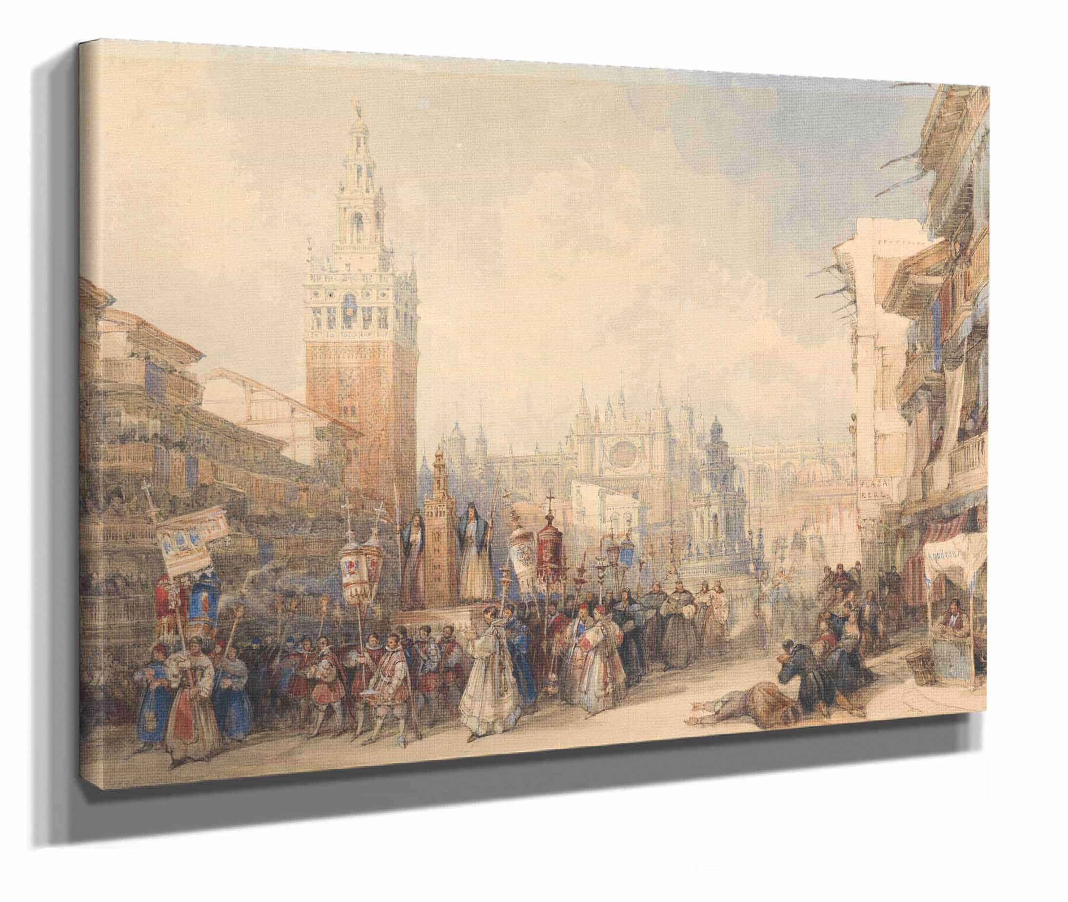 Plaza Real And Procession by David Roberts