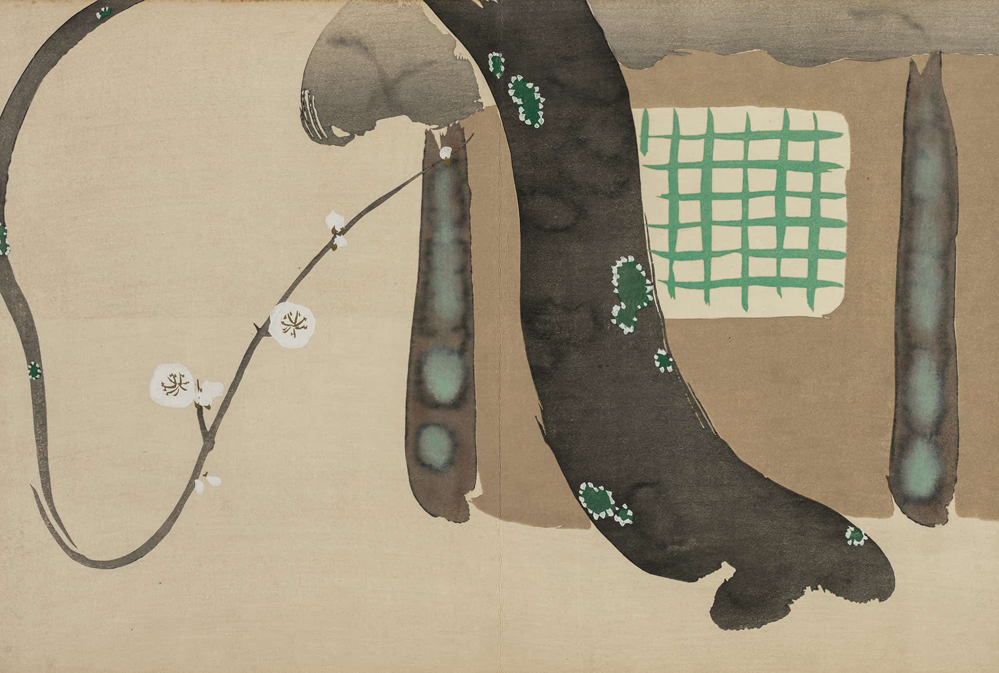 Plum By The Eaves Nokiba No Ume by Kamisaka Sekka