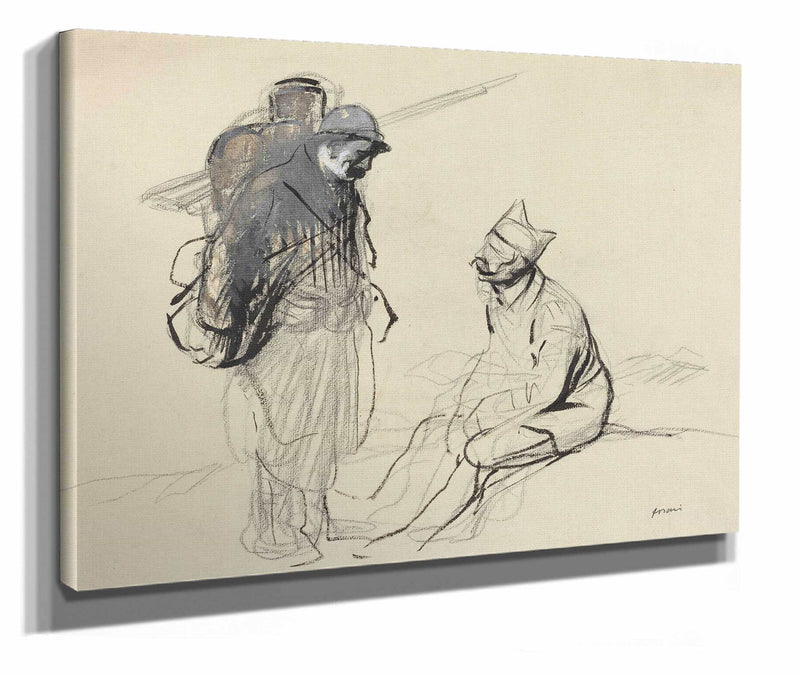 Poilu And Tommy Conversing by Jean Louis Forain