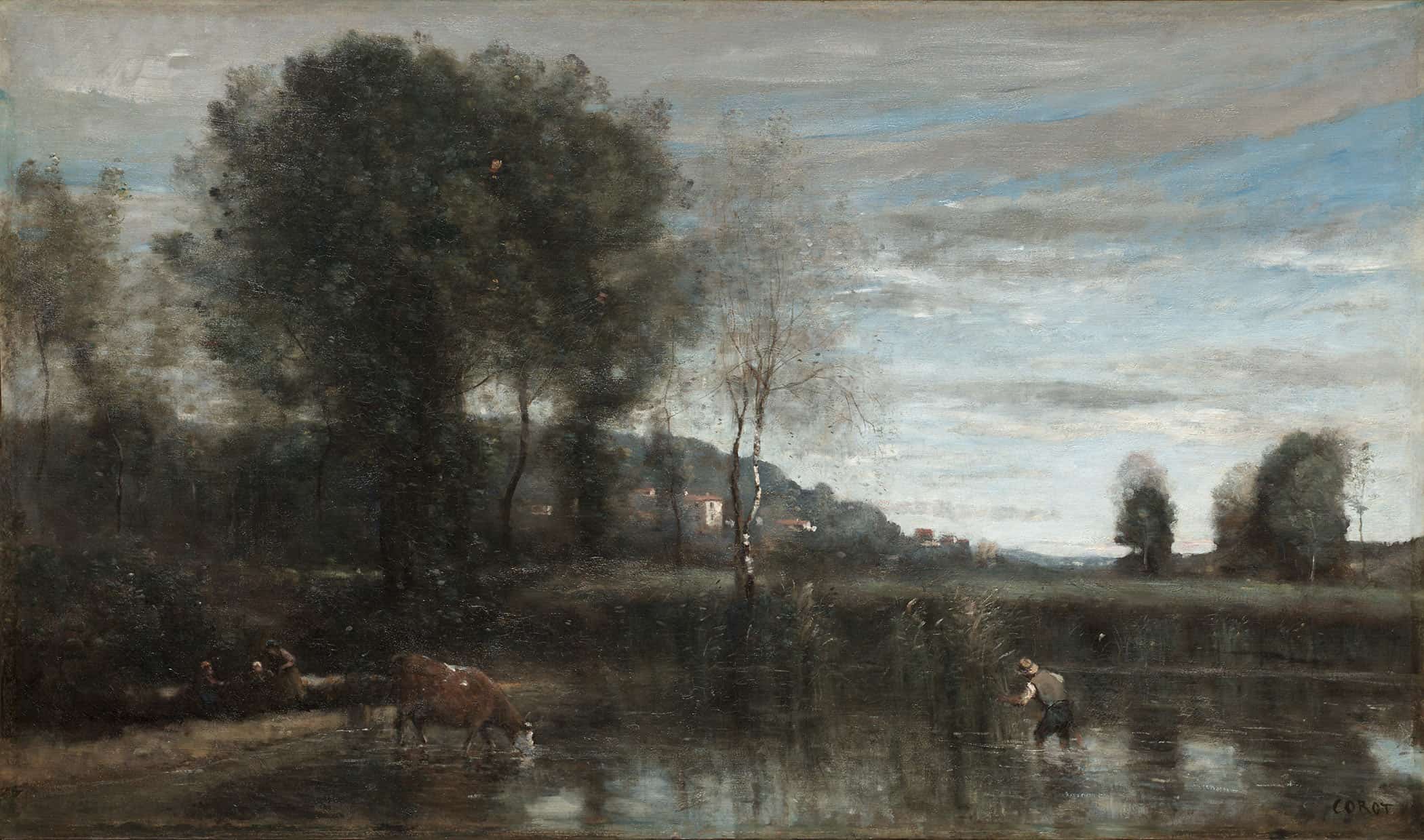 Pond At Ville Davray Late S by Jean Baptiste Camille Corot
