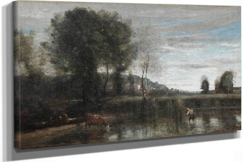 Pond At Ville Davray Late S by Jean Baptiste Camille Corot