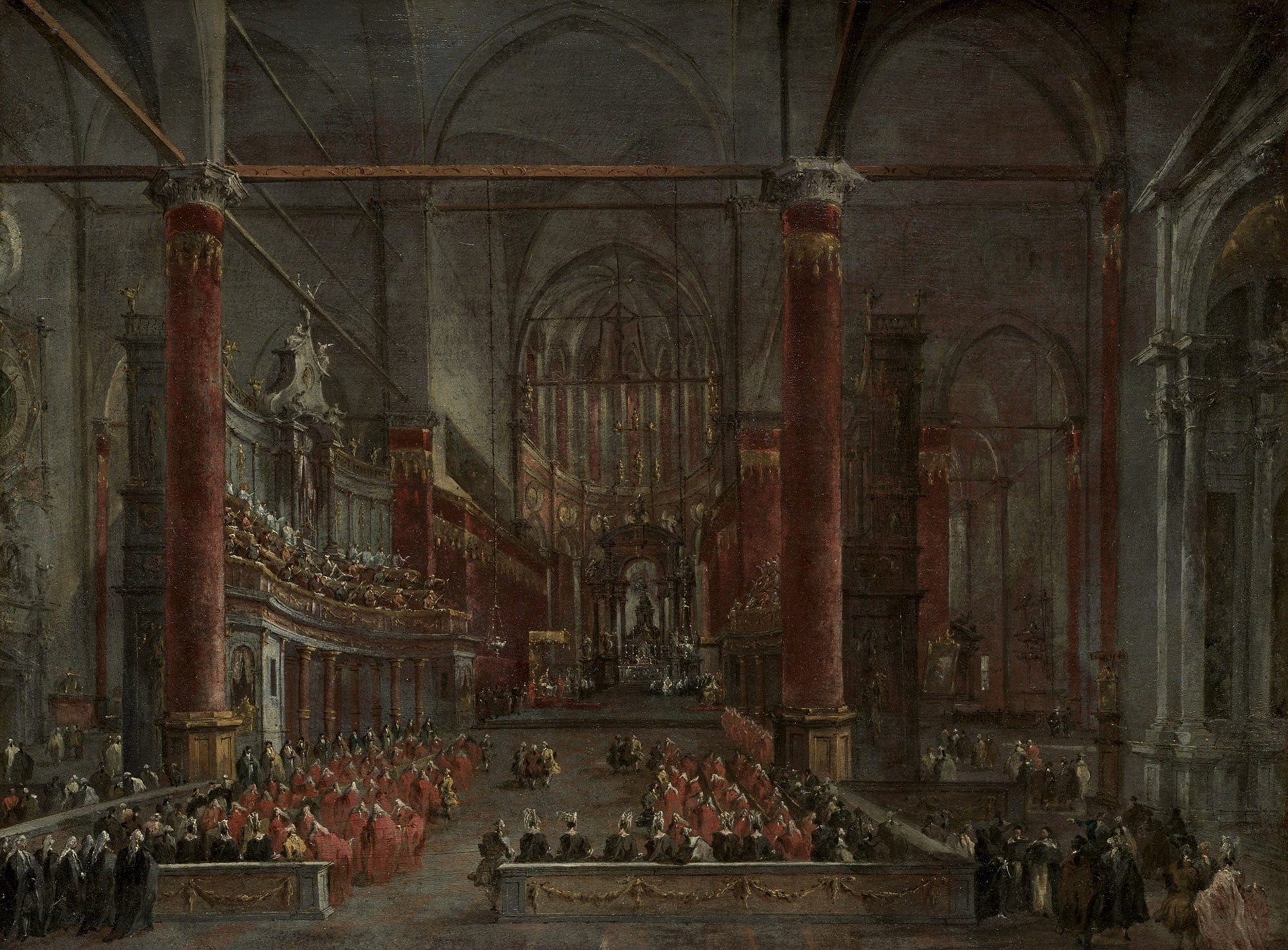 Pontifical Ceremony In Ss Giovanni E Paolo Venice by Francesco Guardi