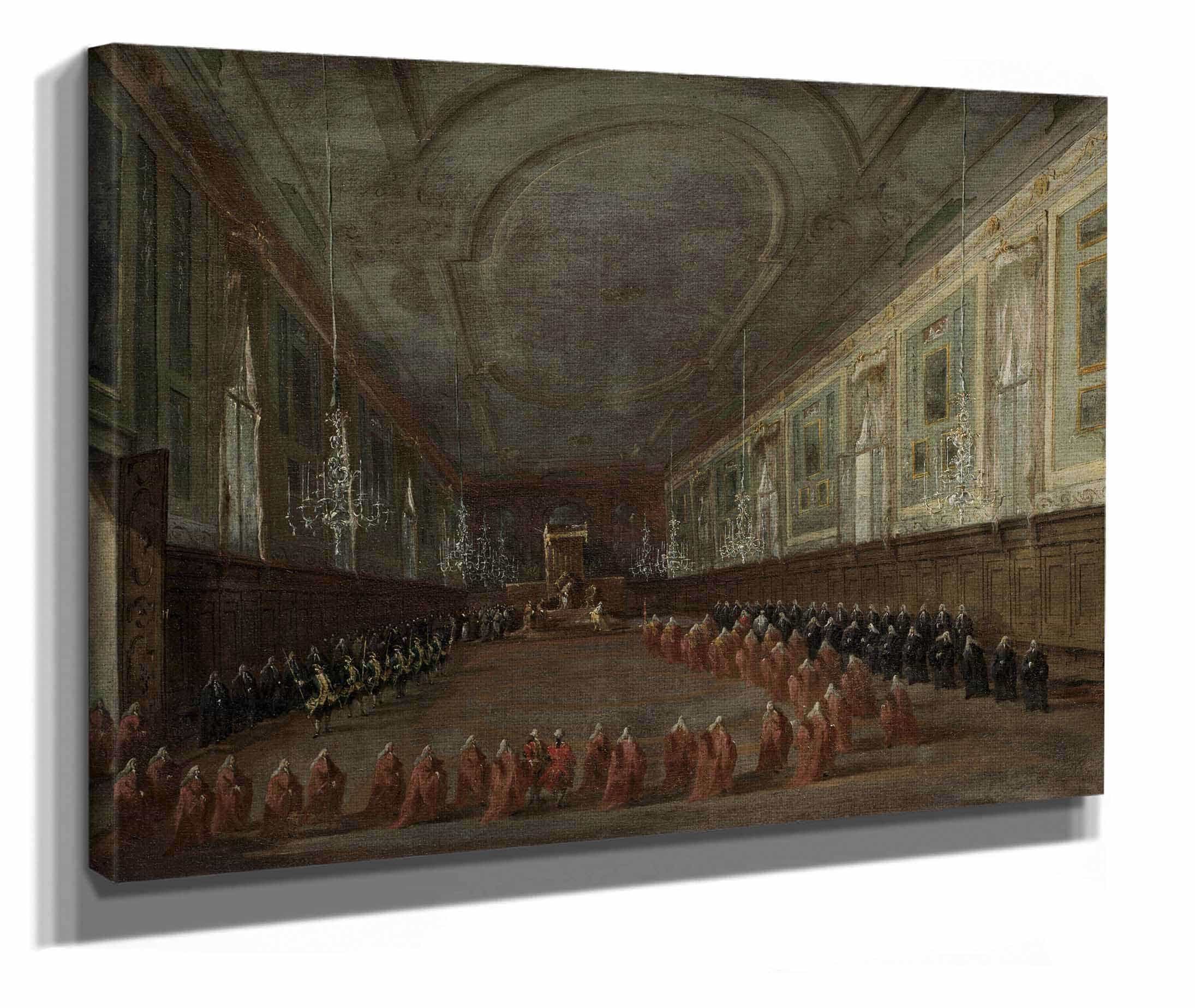 Pope Pius Vi Descending The Throne To Take Leave Of The Doge by Francesco Guardi