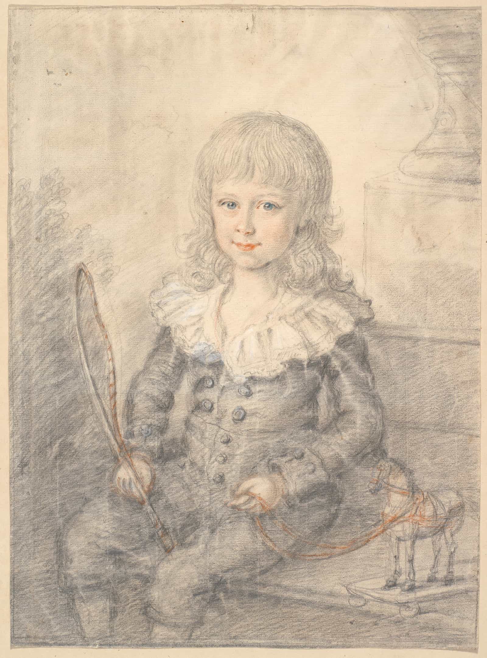 Portraet Af Dreng Med En Legetojshest by Jens Juel