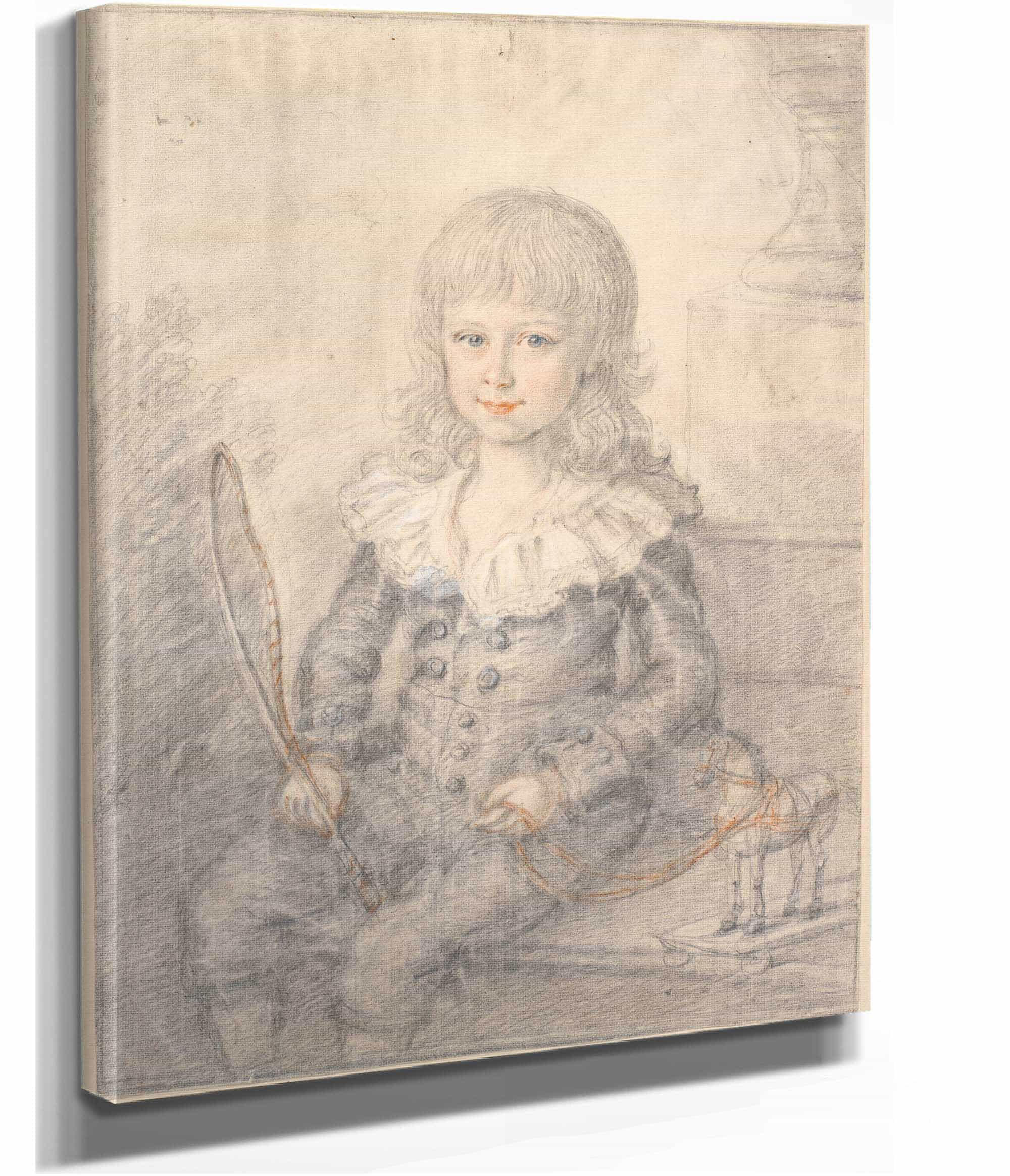 Portraet Af Dreng Med En Legetojshest by Jens Juel