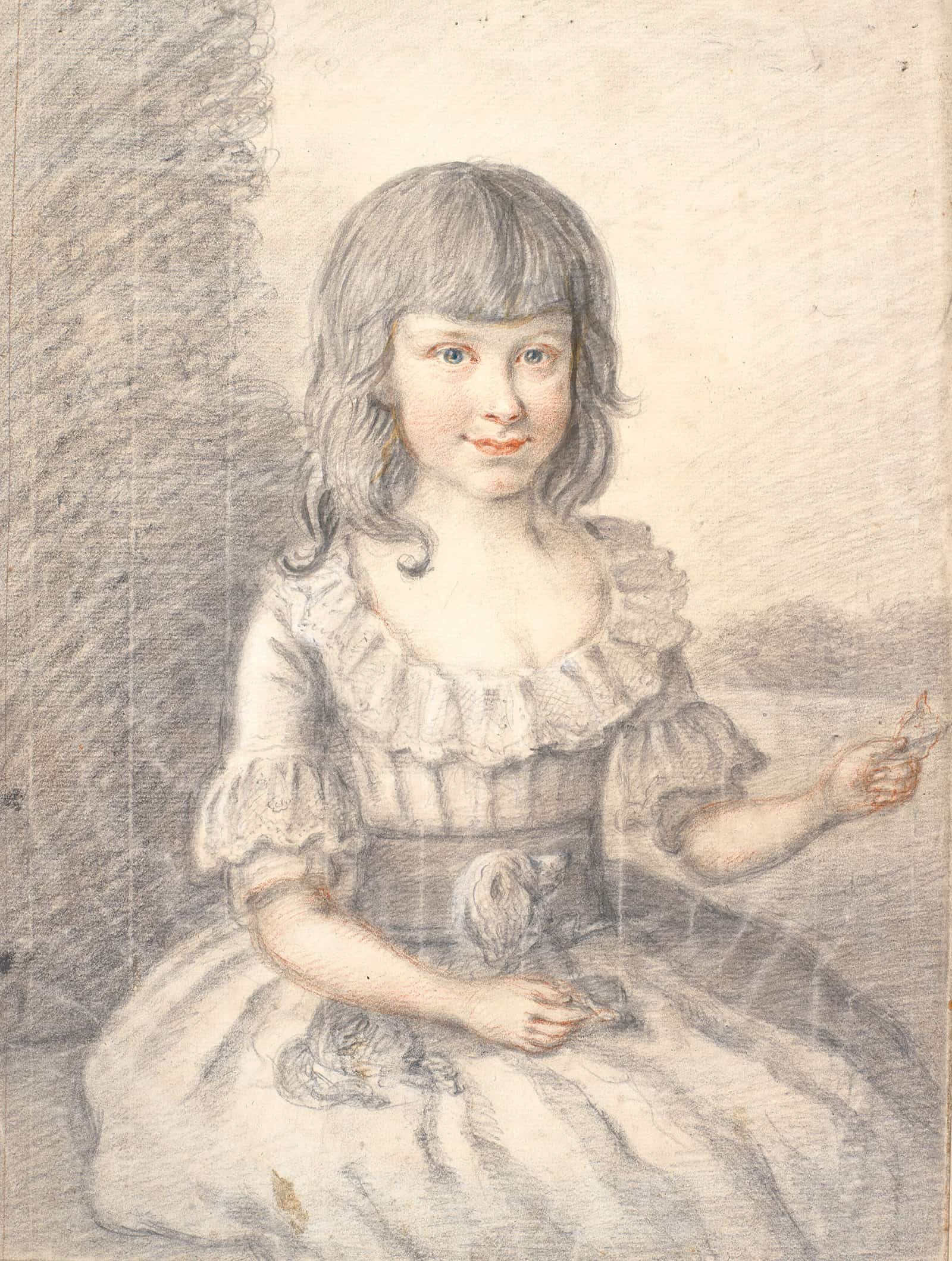 Portraet Af En Lille Pige Med En Hund by Jens Juel