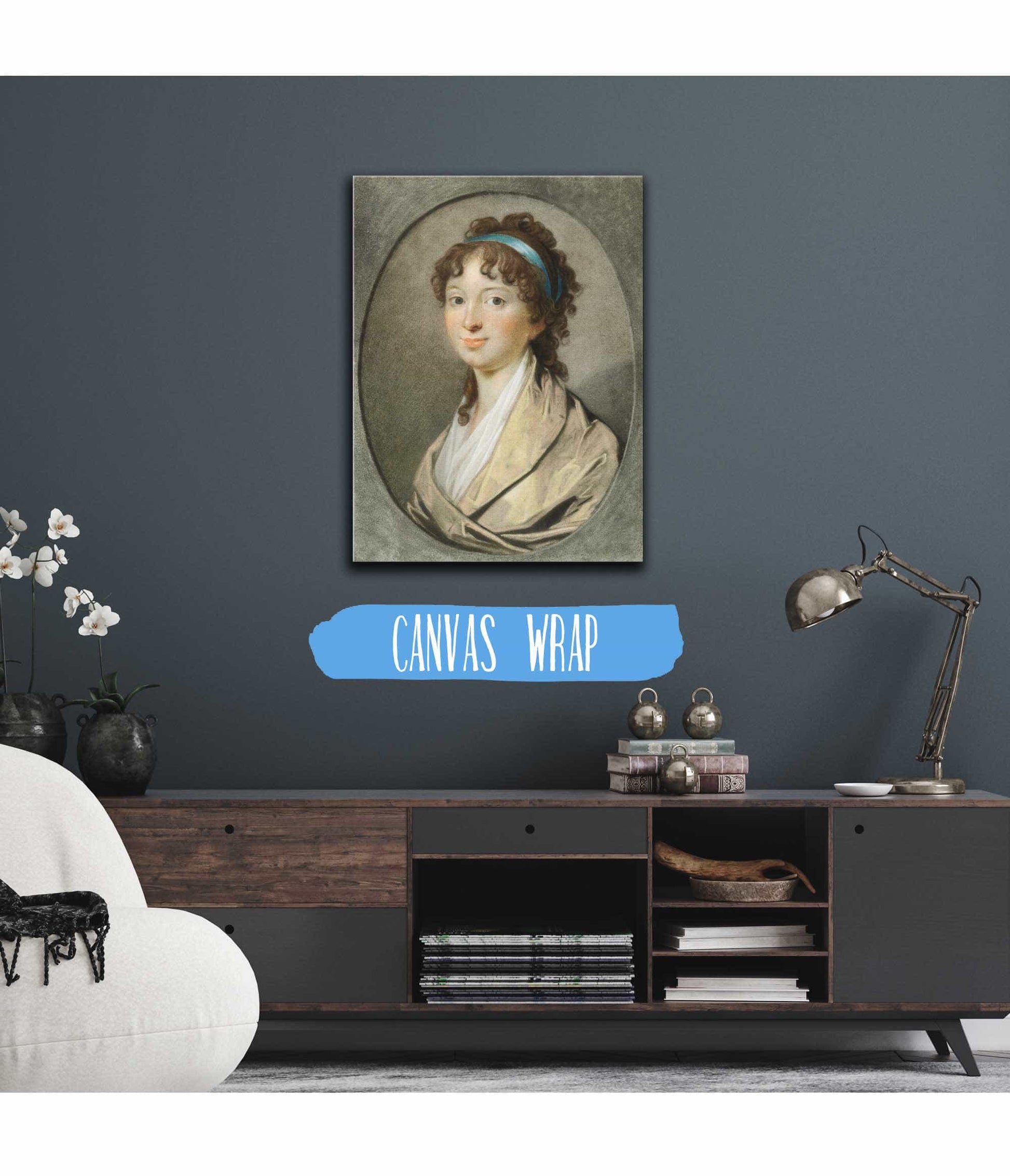 Portraet Af En Ung Dame Med Blaat Haarbaand by Jens Juel