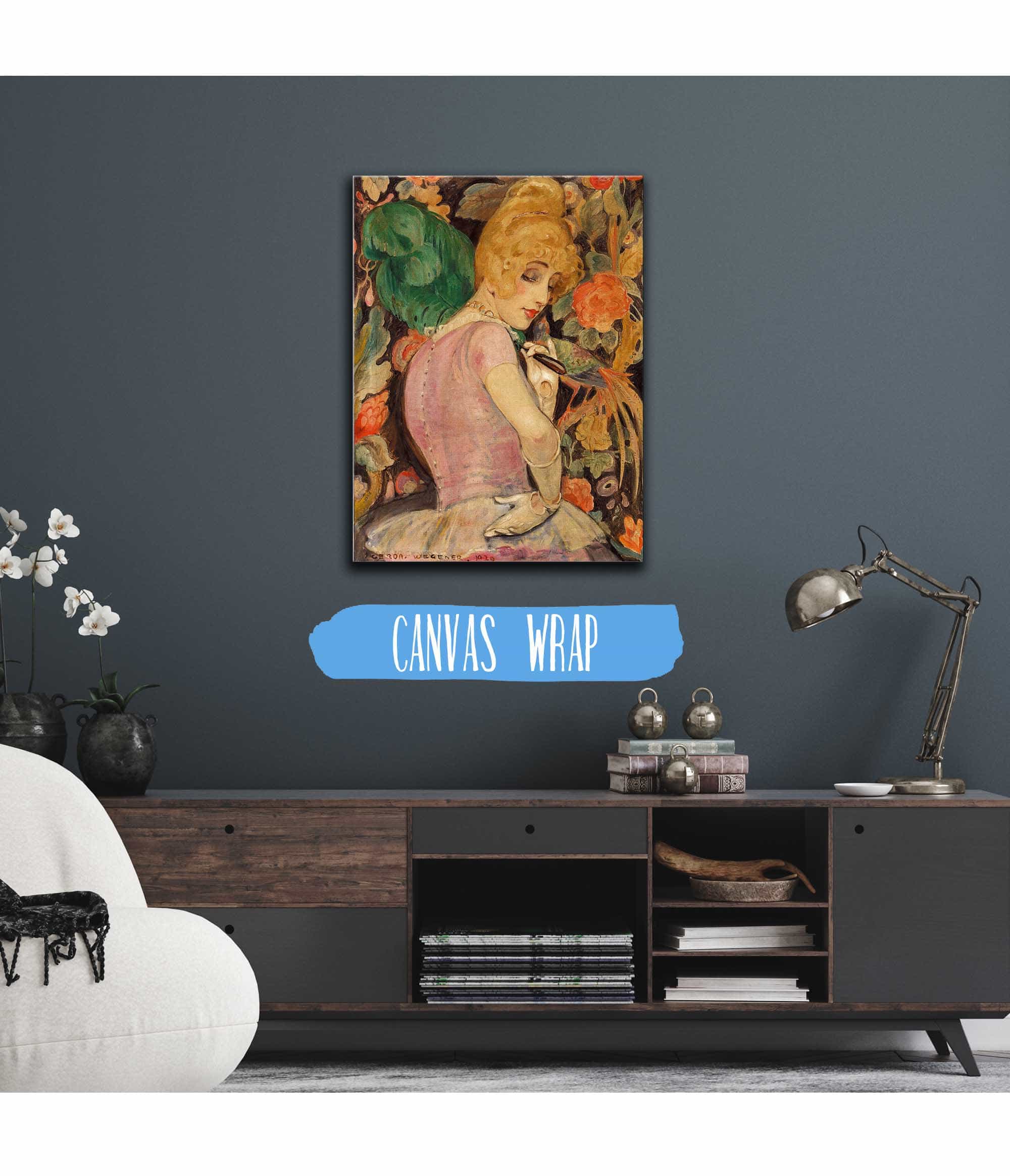Portraet Af Lili Elbe Med Gron Fjervifte by Gerda Wegener