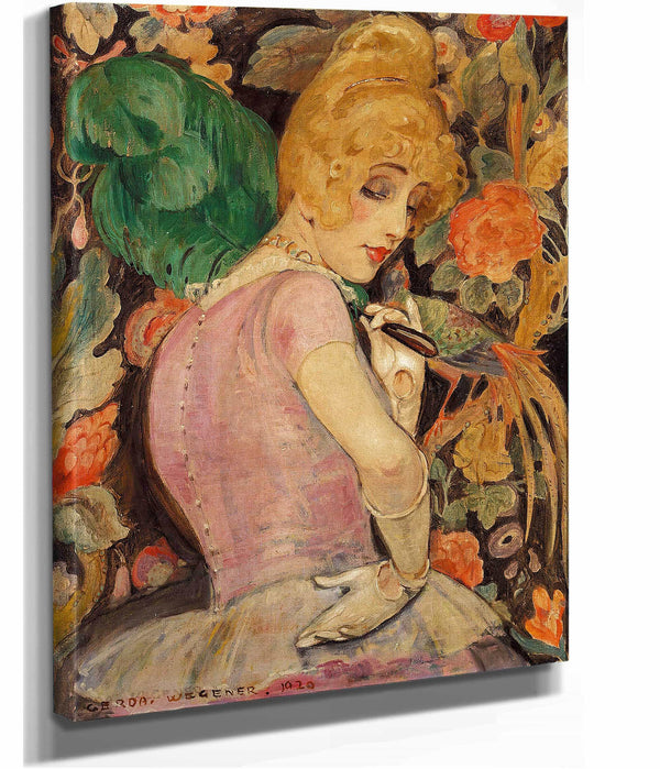 Portraet Af Lili Elbe Med Gron Fjervifte by Gerda Wegener