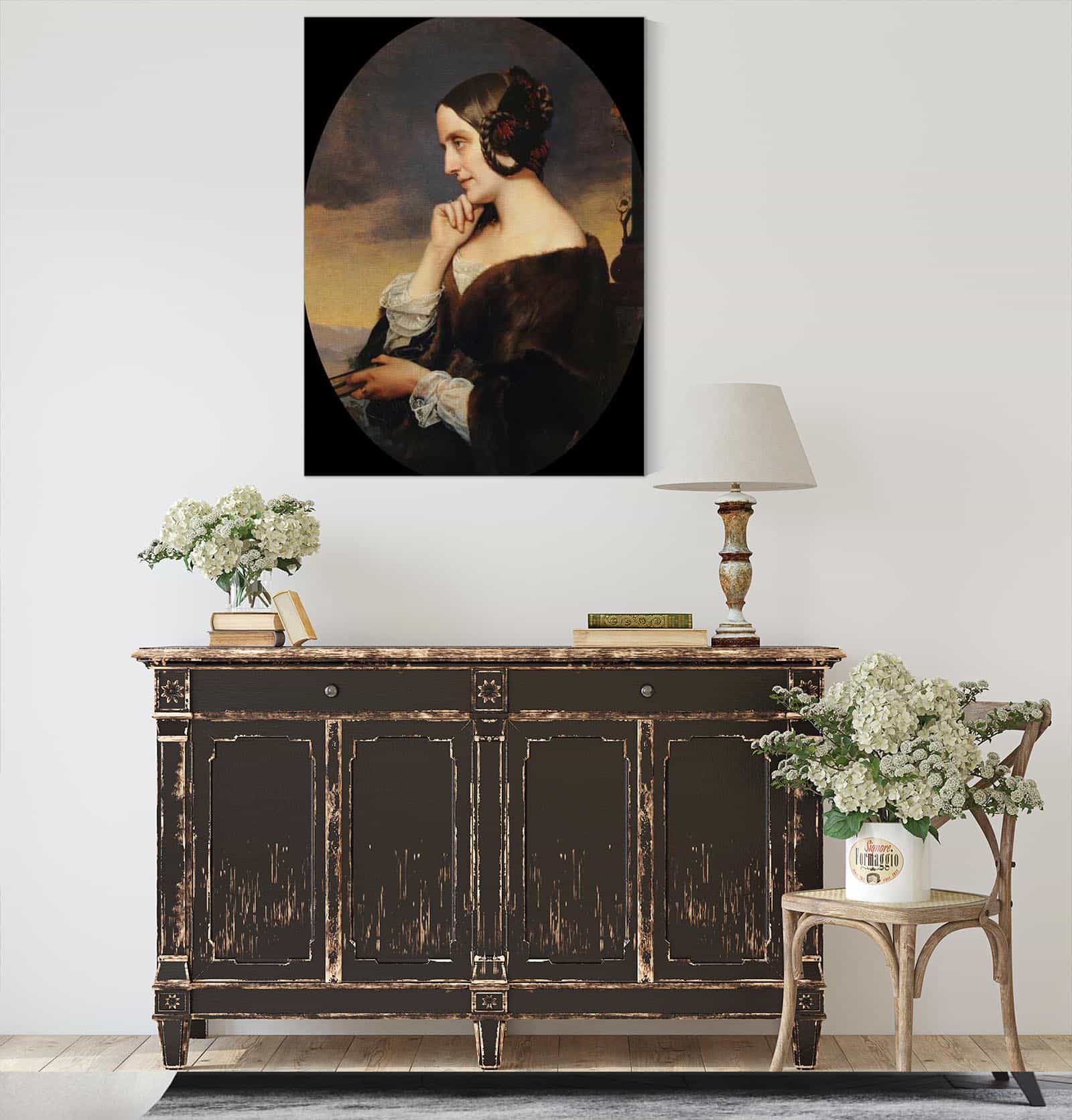 Portrait De Marie De Flavigny Comtesse Dagoult  by Henri Lehmann