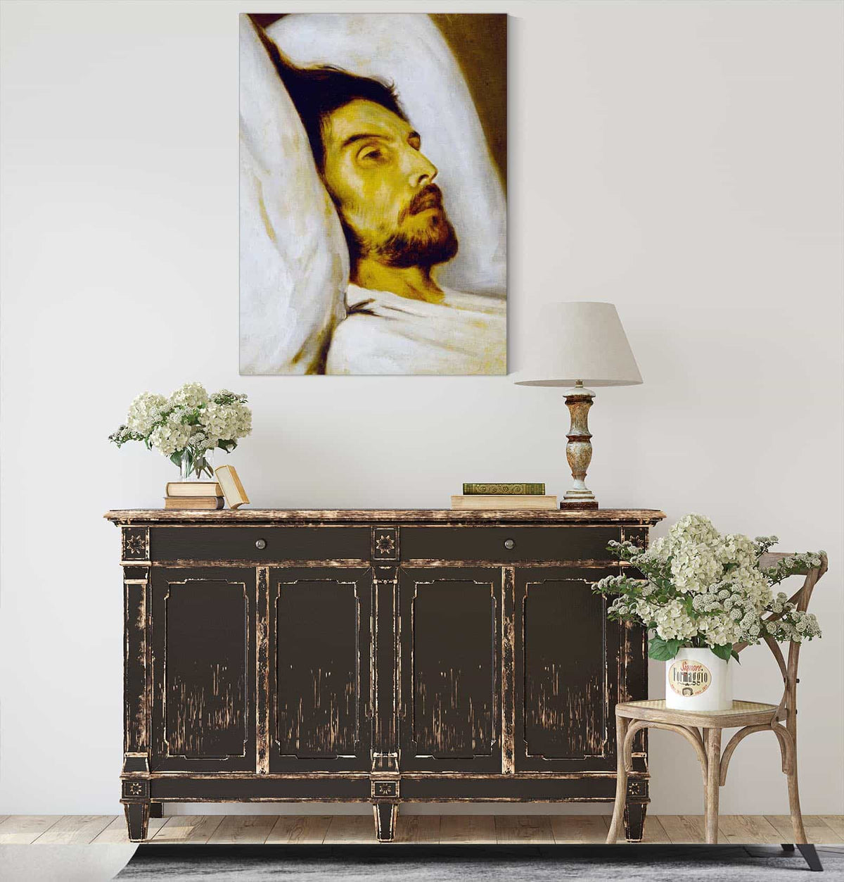 Portrait Dhomme Sur Son Lit De Mort Autrefois Dit Armand Carrel by Paul Delaroche