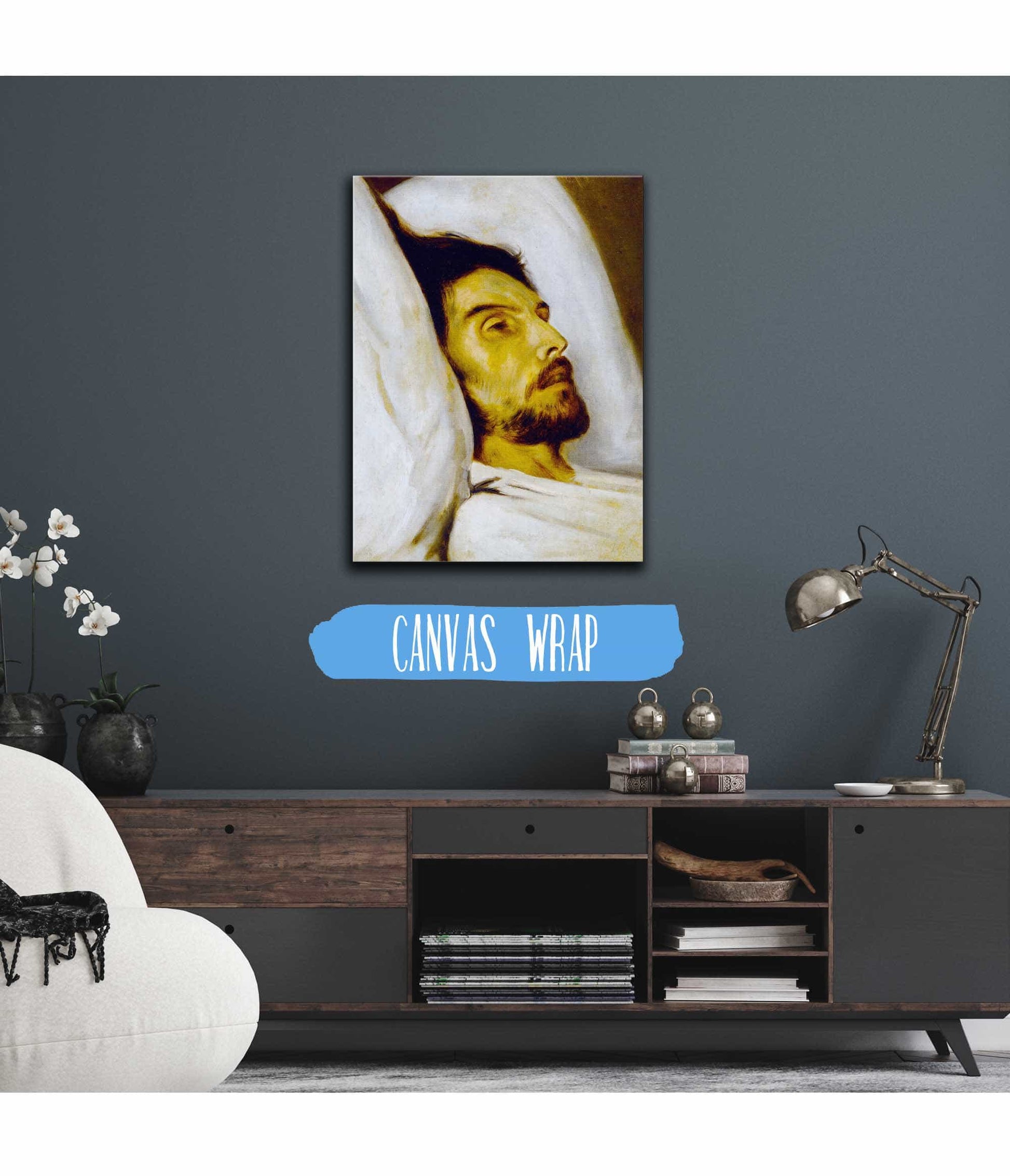 Portrait Dhomme Sur Son Lit De Mort Autrefois Dit Armand Carrel by Paul Delaroche