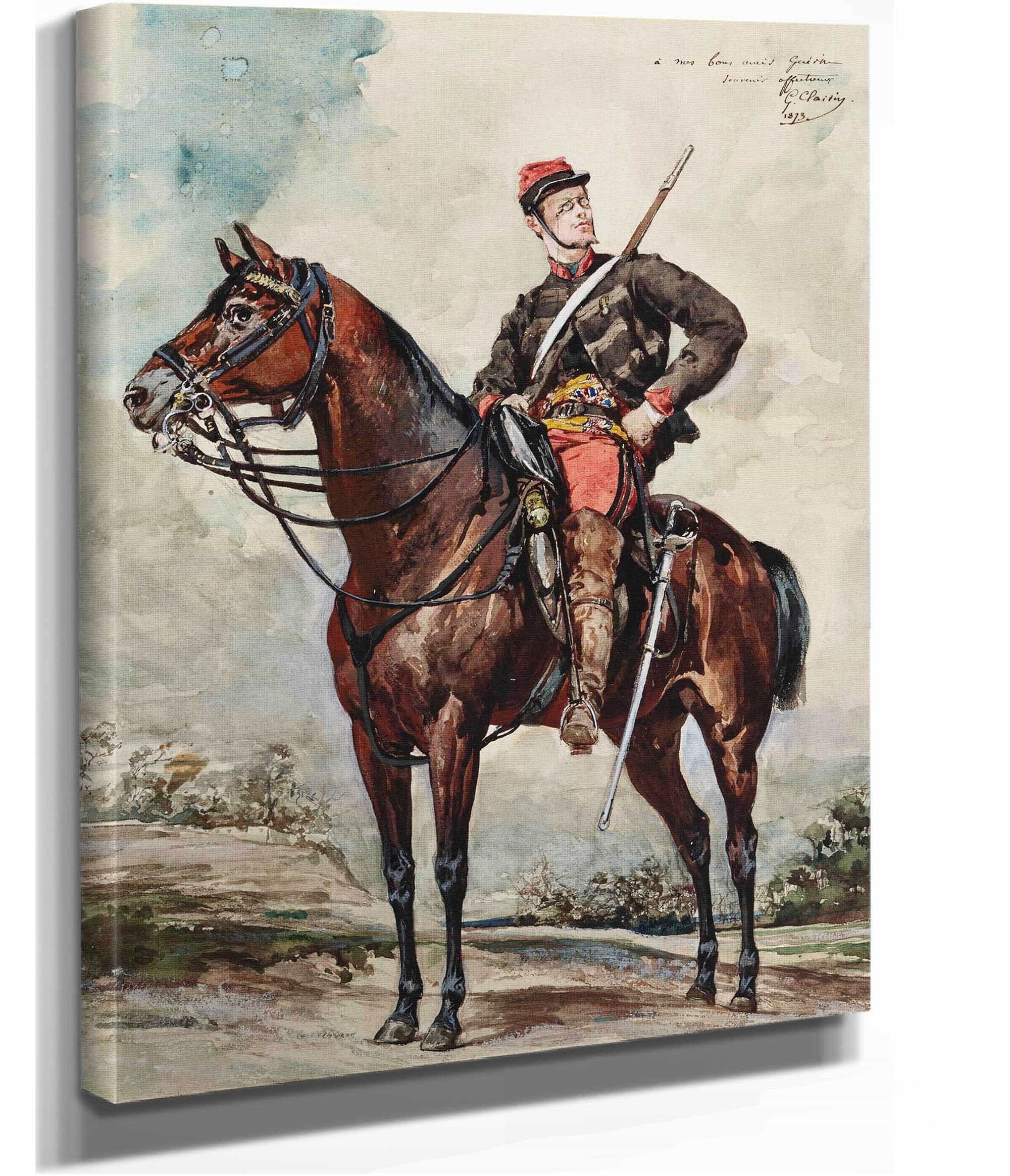 Portrait Equestre Eclaireur A Cheval by Georges Jules Victor Clairin