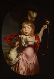 Portrait Of A Boy In Classical Dress With A Bullfinch And Spaniel by Nicolaes Maes