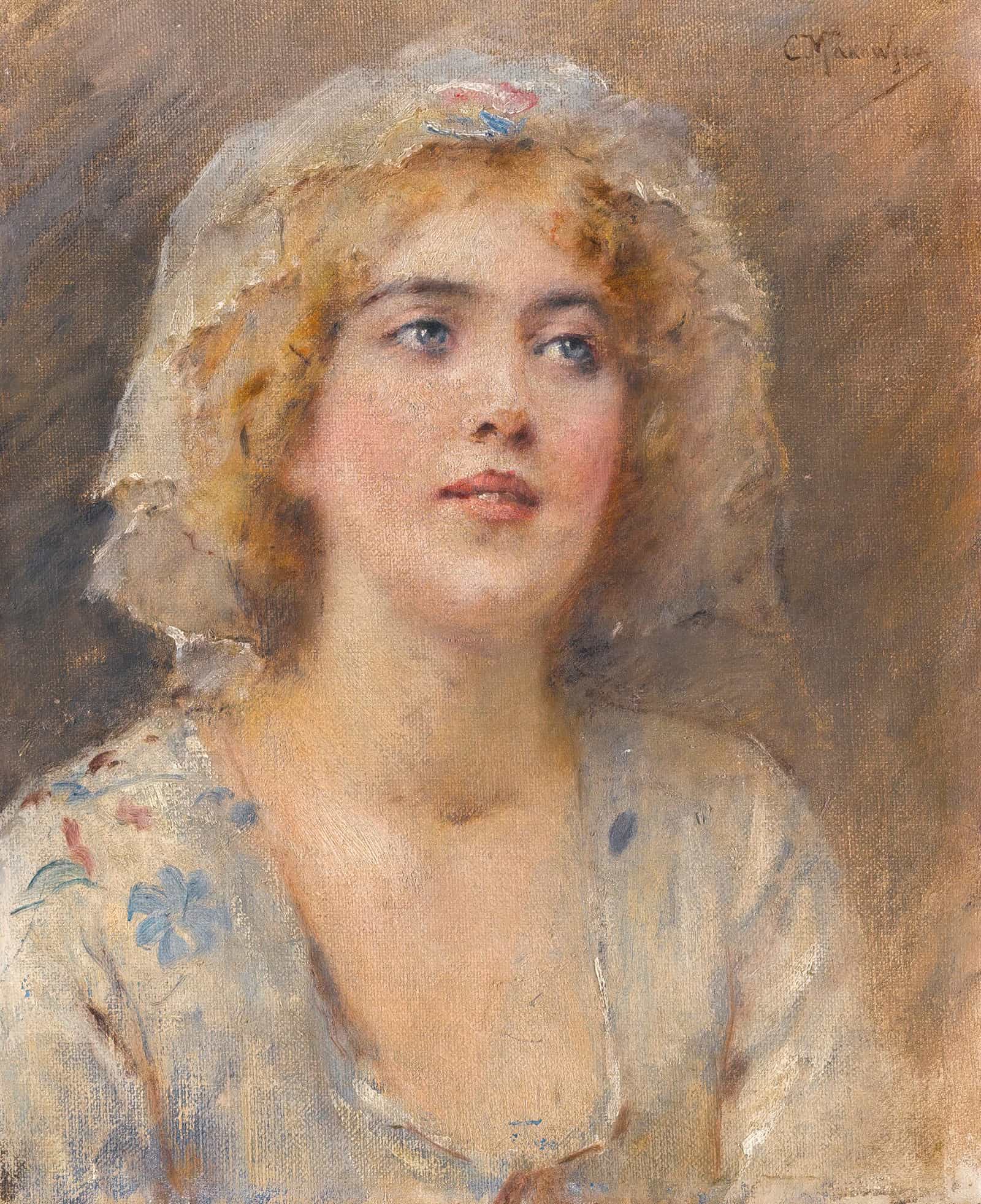 Portrait Of A Girl by Konstantin Egorovich Makovsky