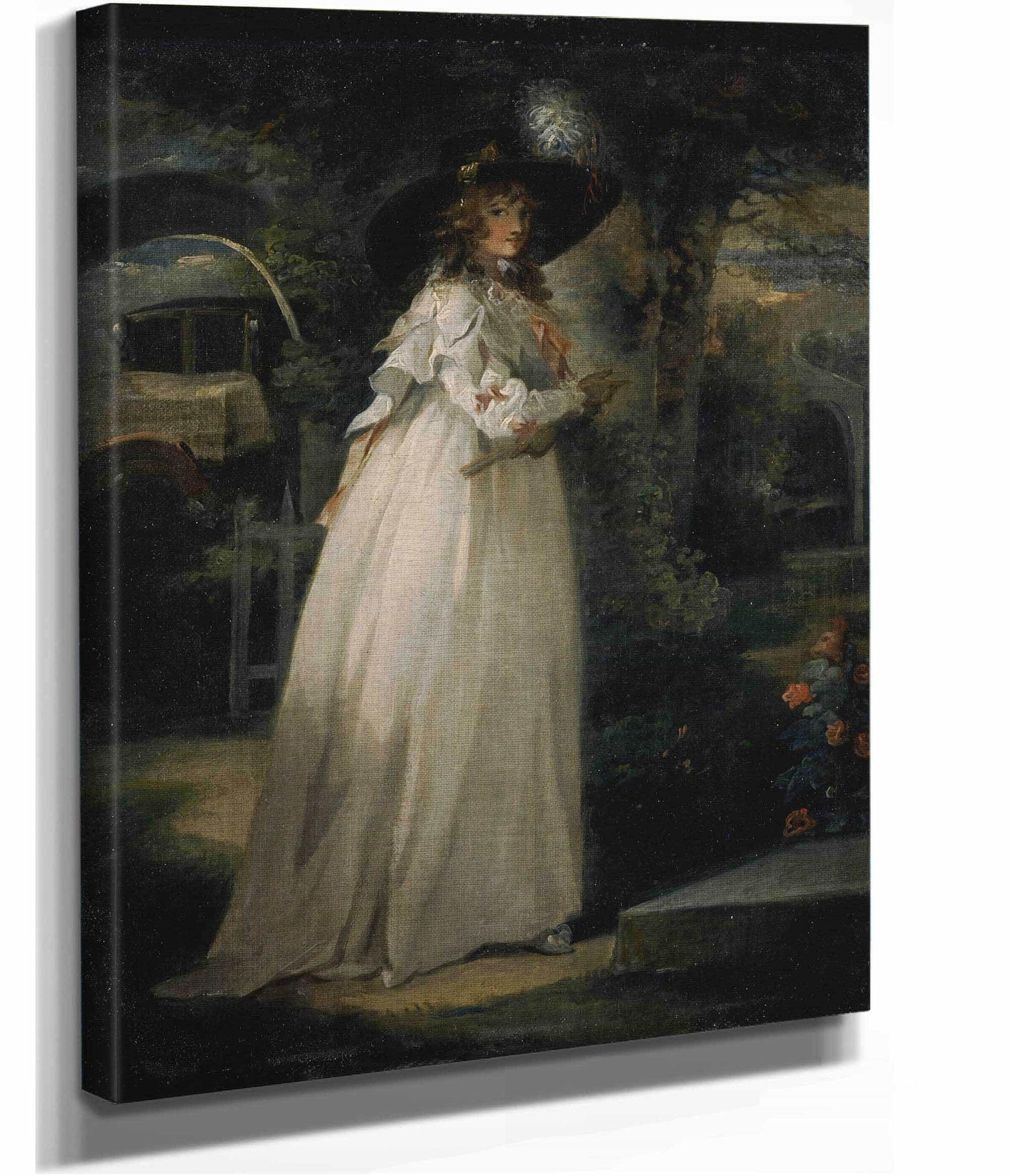 Portrait Of A Girl In A Garden by George Morland