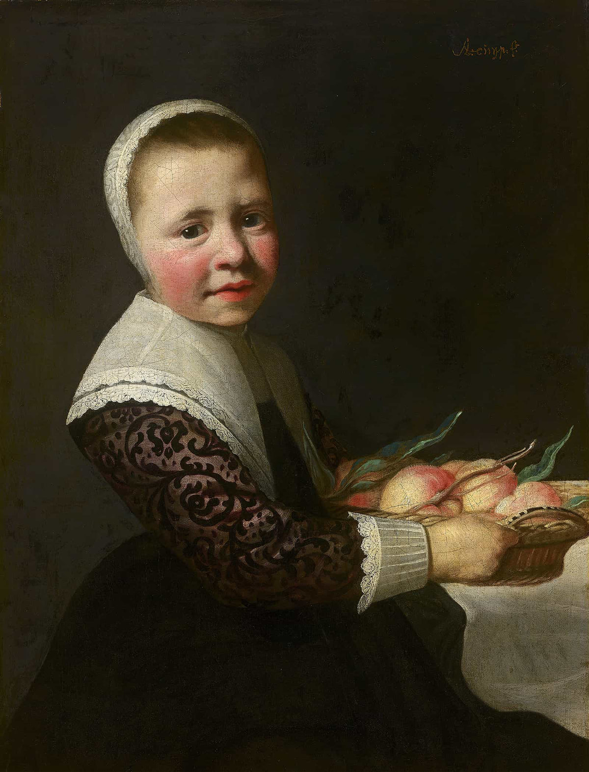 Portrait Of A Girl With Peaches by Aelbert Cuyp