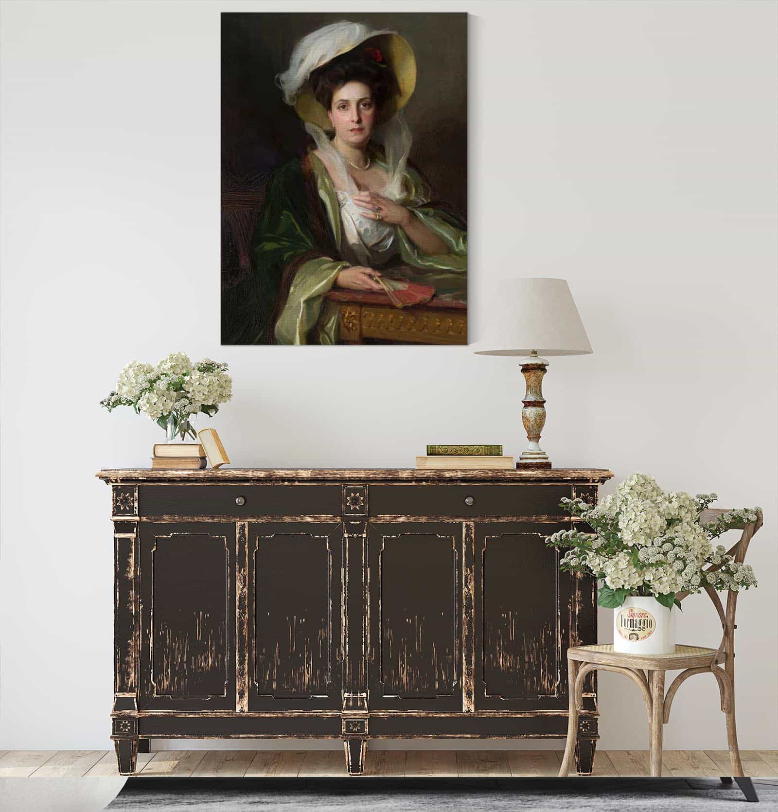 Portrait Of A Lady In A Large Hat by Philip Alexius De Laszlo