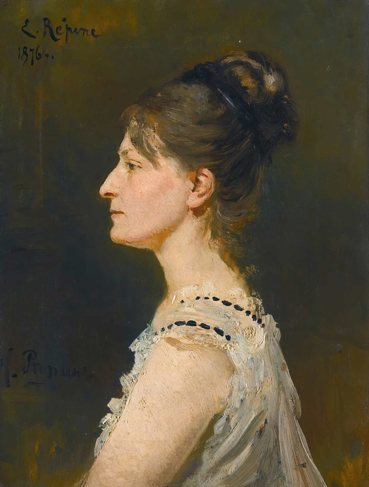 Portrait Of A Lady Said To Be Maria Grigorievna Ge  by Ilya Efimovich Repin