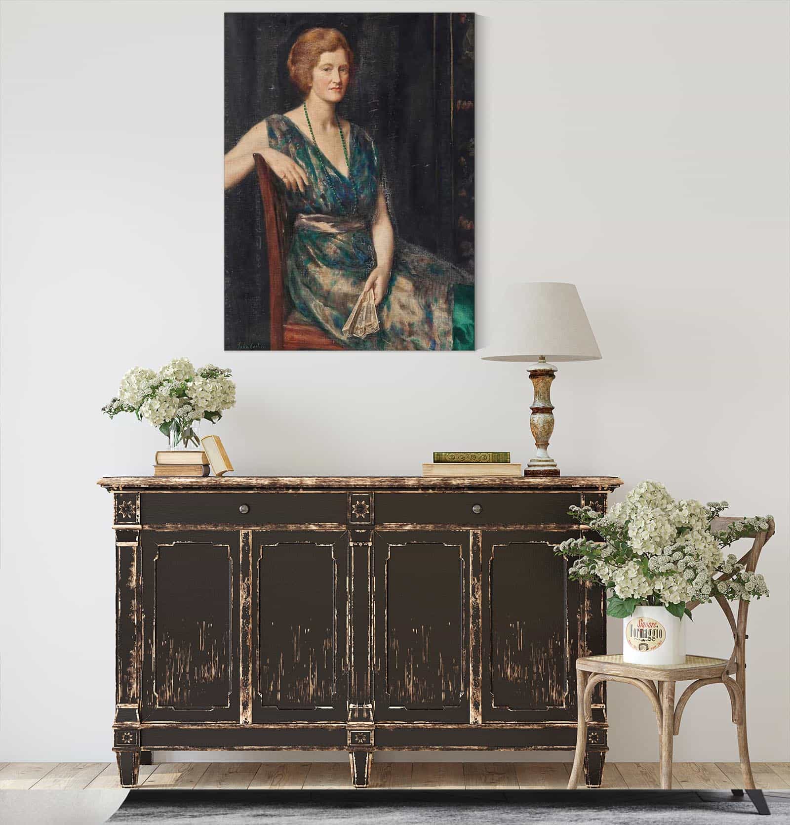 Portrait Of A Lady Thought To Be Mrs Geoffrey Pynam Of Guildford by John Collier