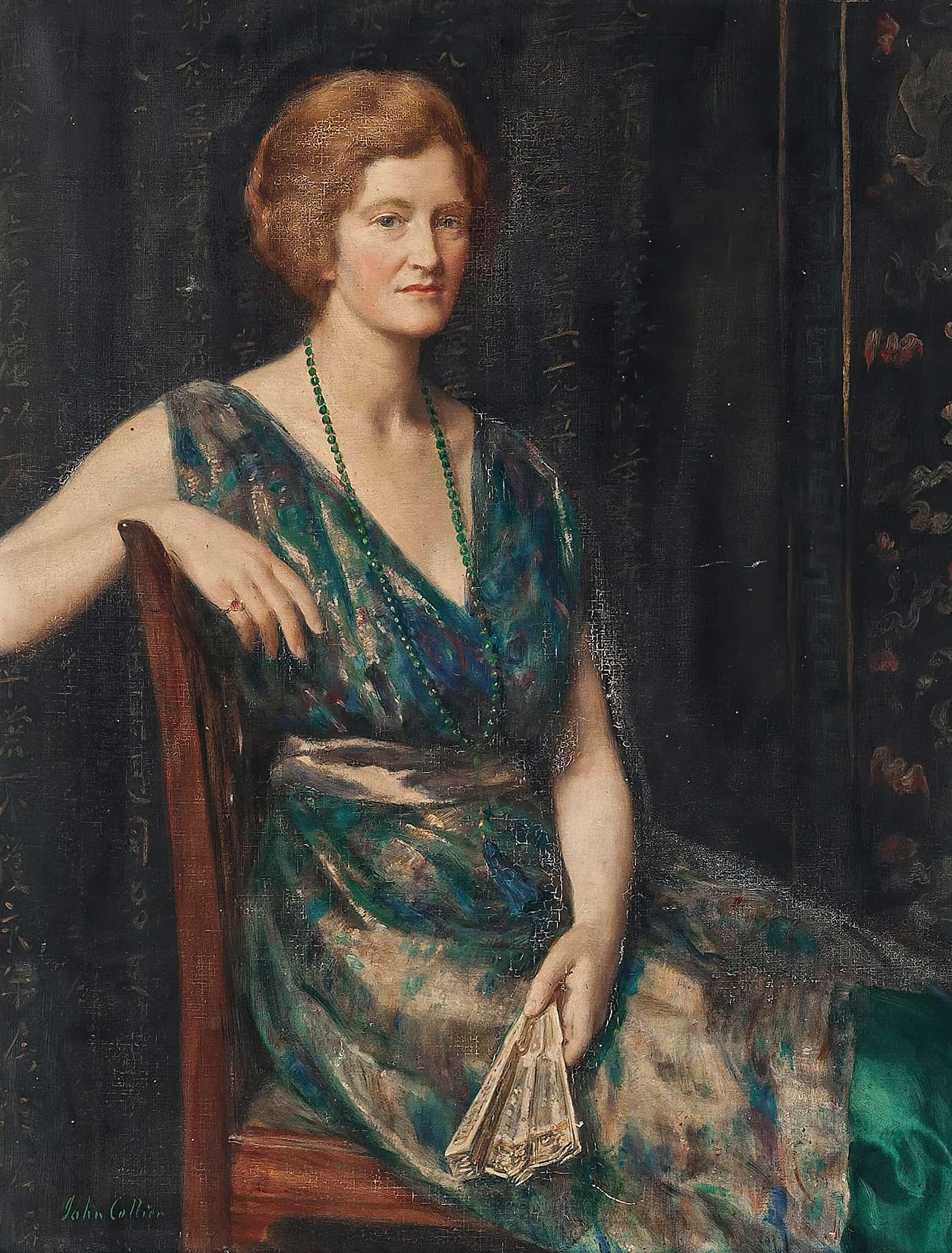 Portrait Of A Lady Thought To Be Mrs Geoffrey Pynam Of Guildford by John Collier
