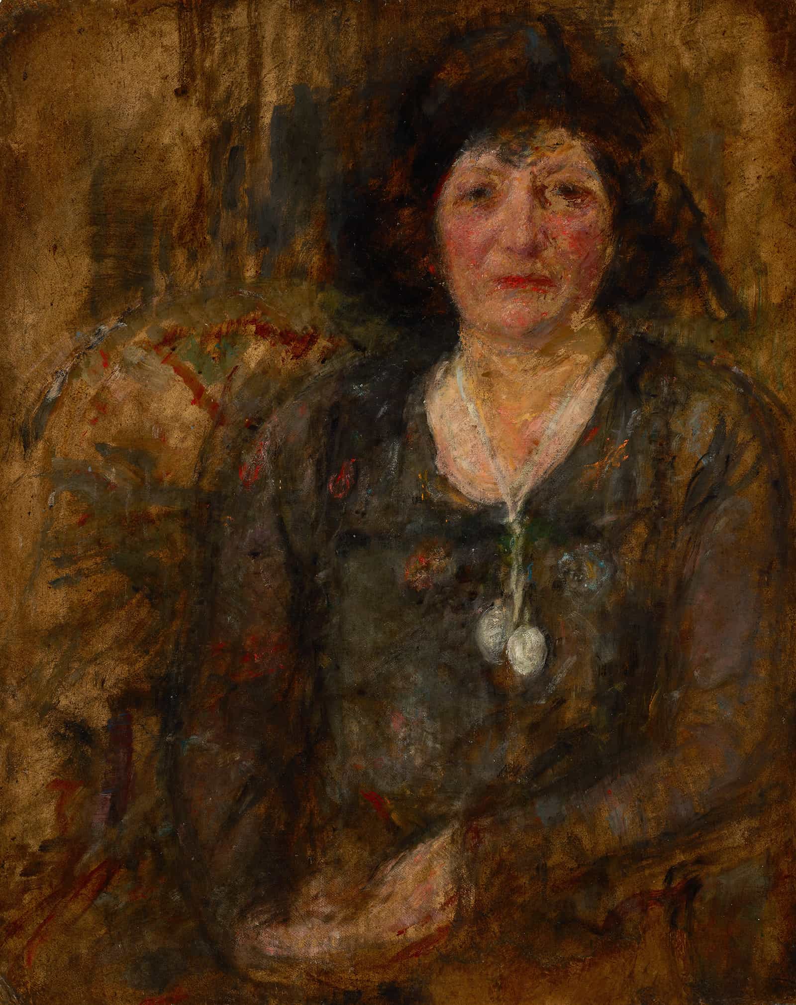 Portrait Of A Lady With A Necklace by Olga Boznanska