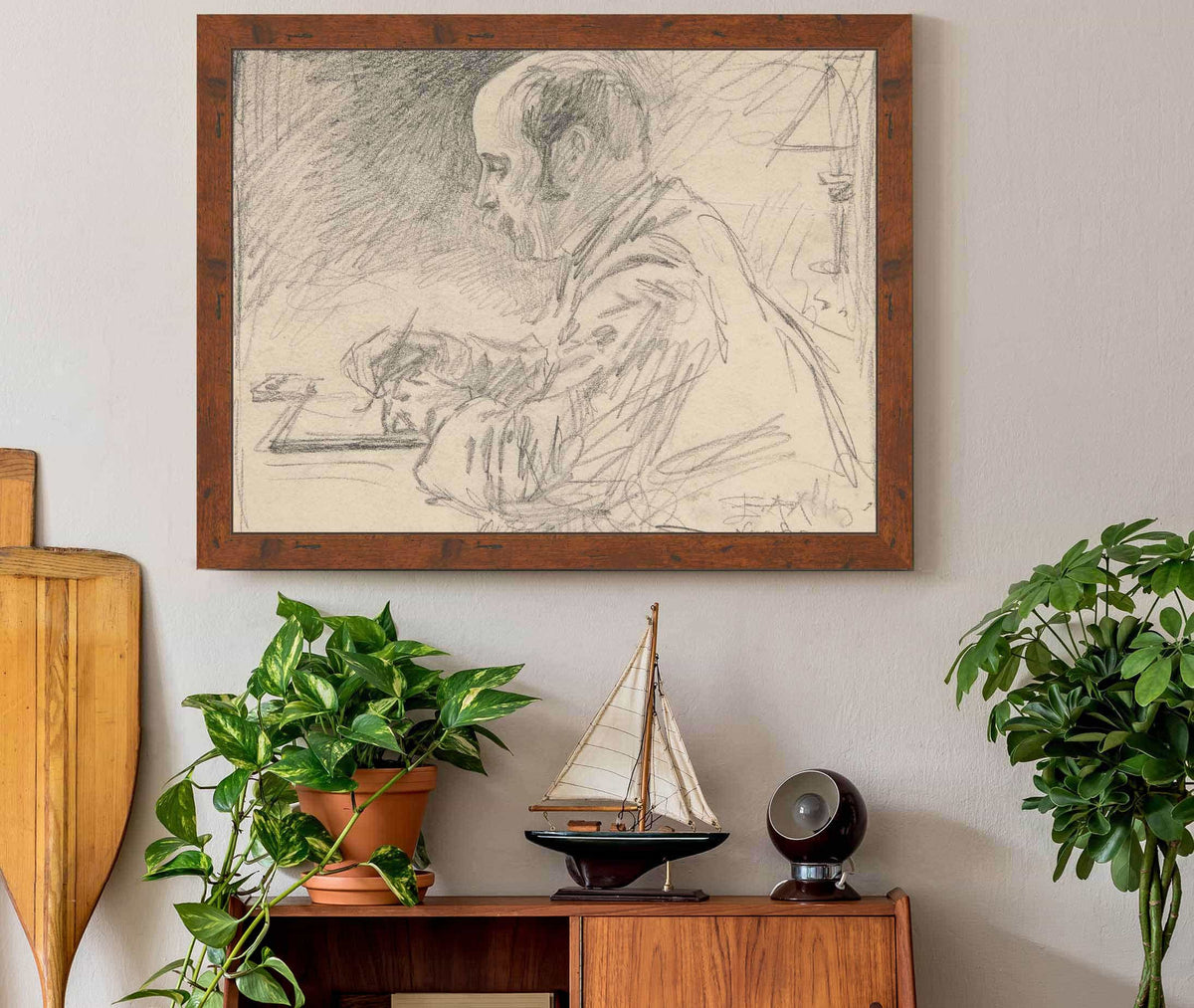 Portrait Of A Man Left Profile Writing At Desk by Edwin Austin Abbey