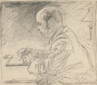 Portrait Of A Man Left Profile Writing At Desk by Edwin Austin Abbey