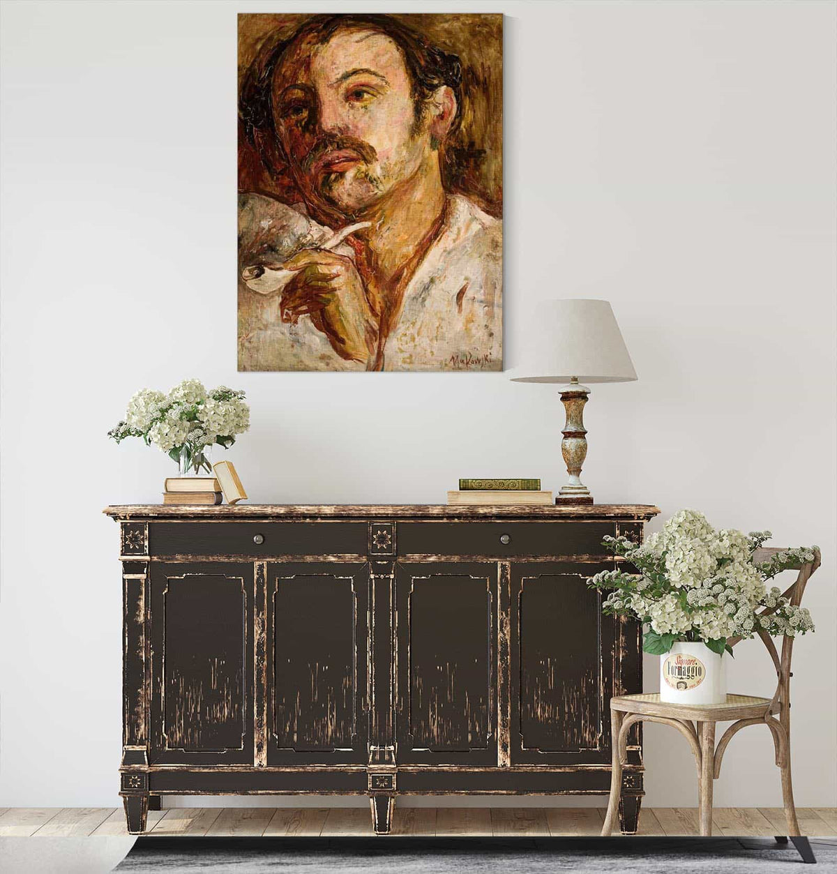 Portrait Of A Man With A Smoking Pipe by Tadeusz Makowski