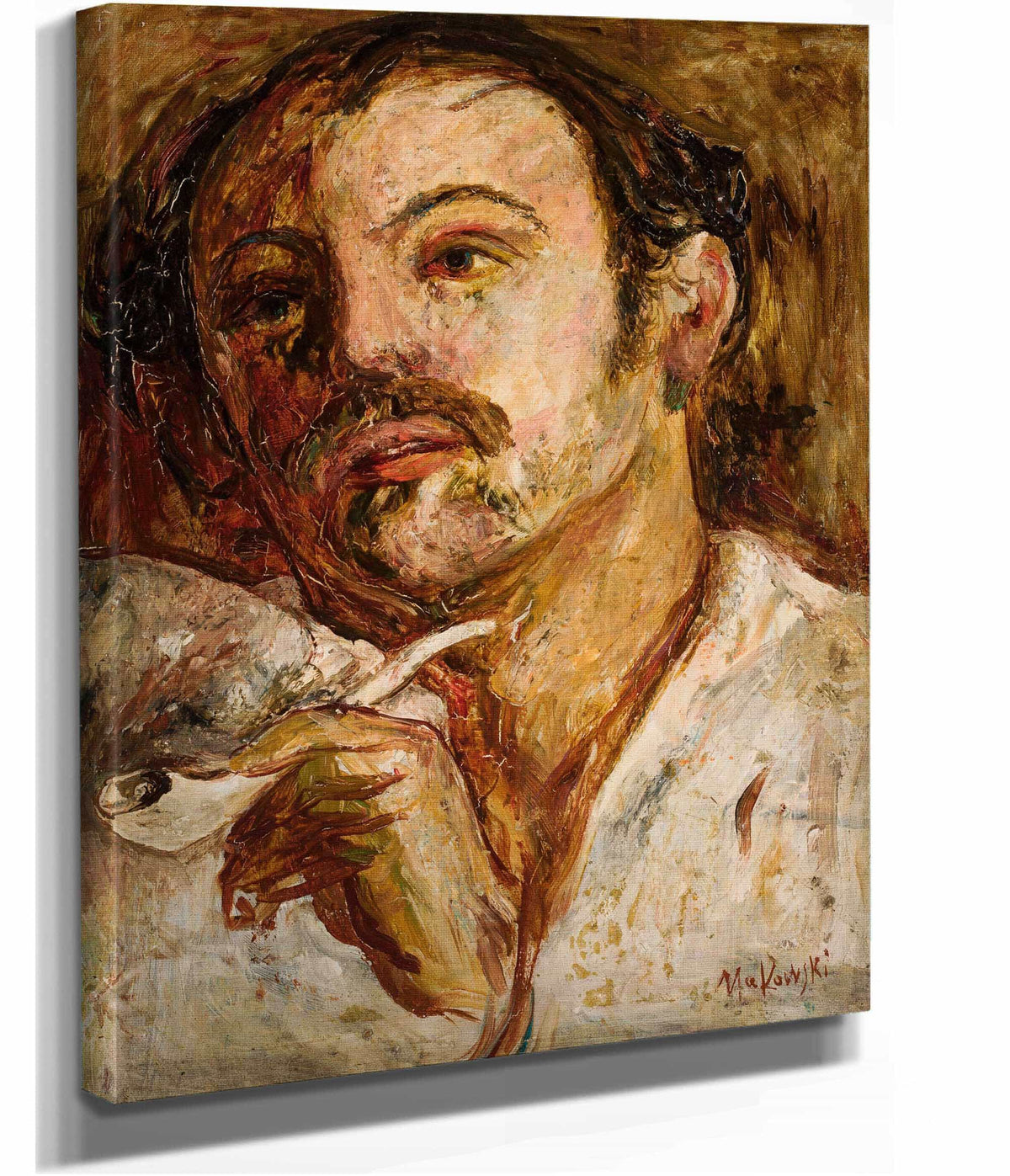 Portrait Of A Man With A Smoking Pipe by Tadeusz Makowski