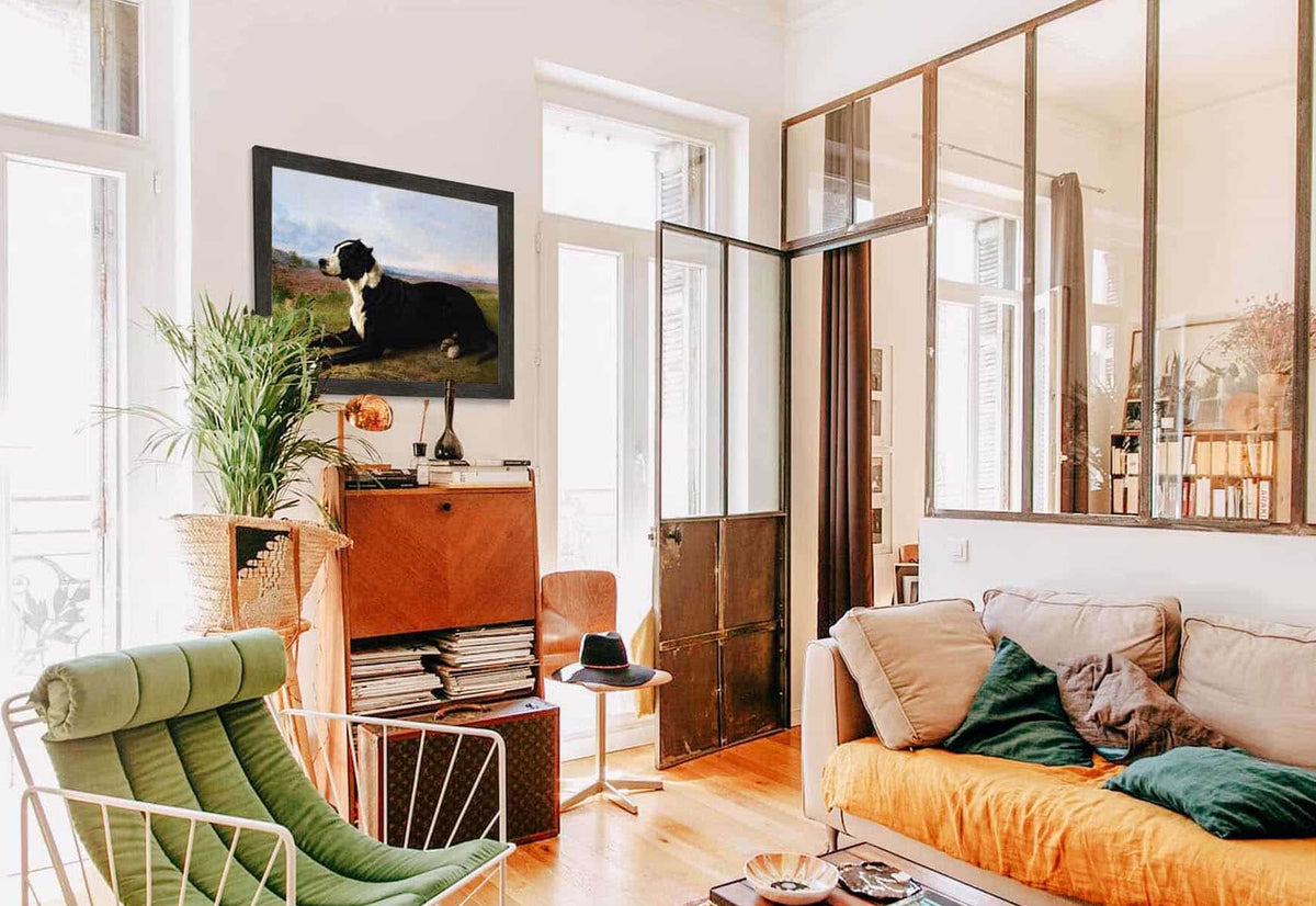 Portrait Of A Mastiff Labrador In A Landscape by Rosa Bonheur