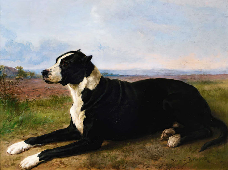 Portrait Of A Mastiff Labrador In A Landscape by Rosa Bonheur