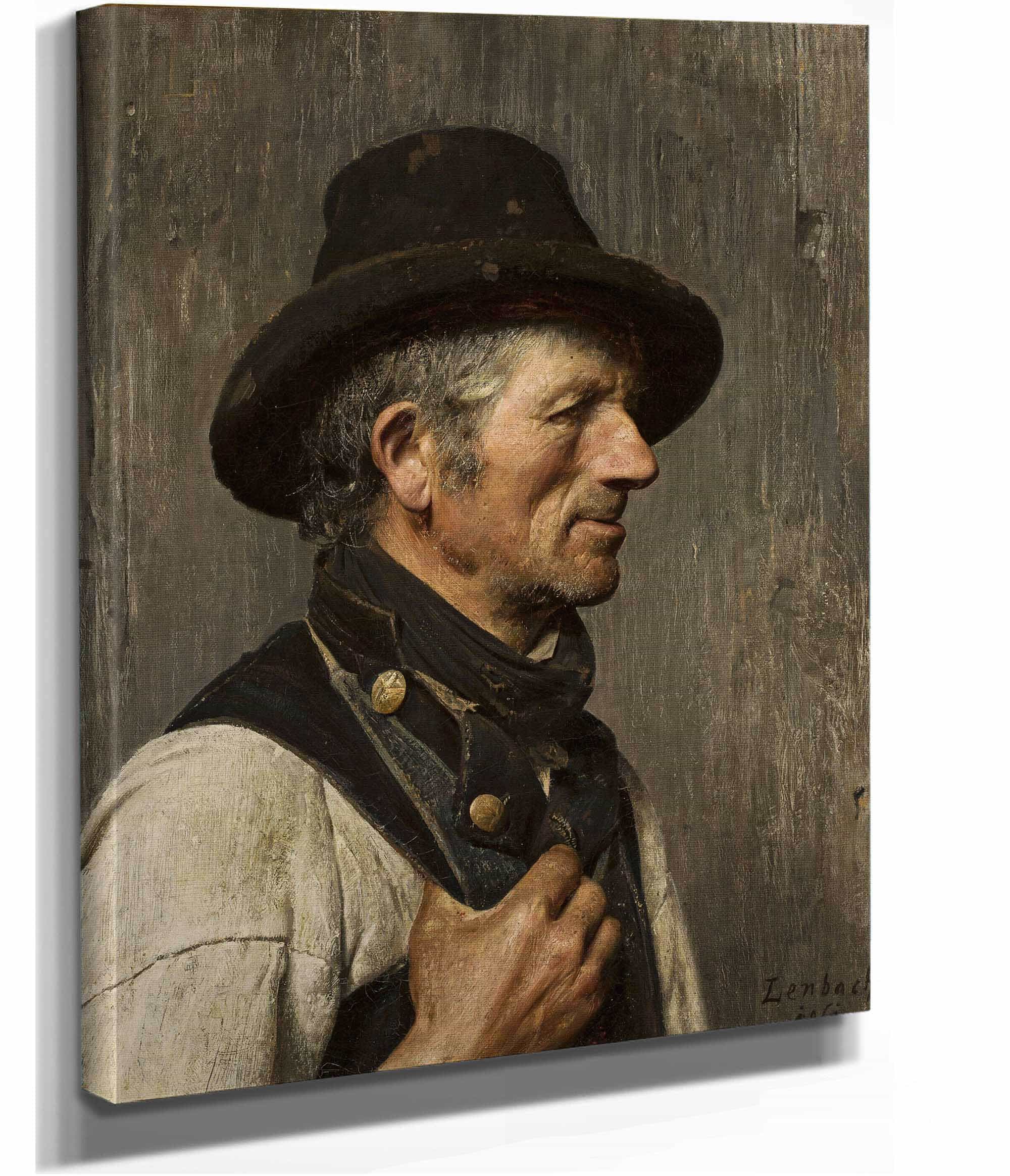 Portrait Of A Peasant In A Hat by Franz Von Lenbach