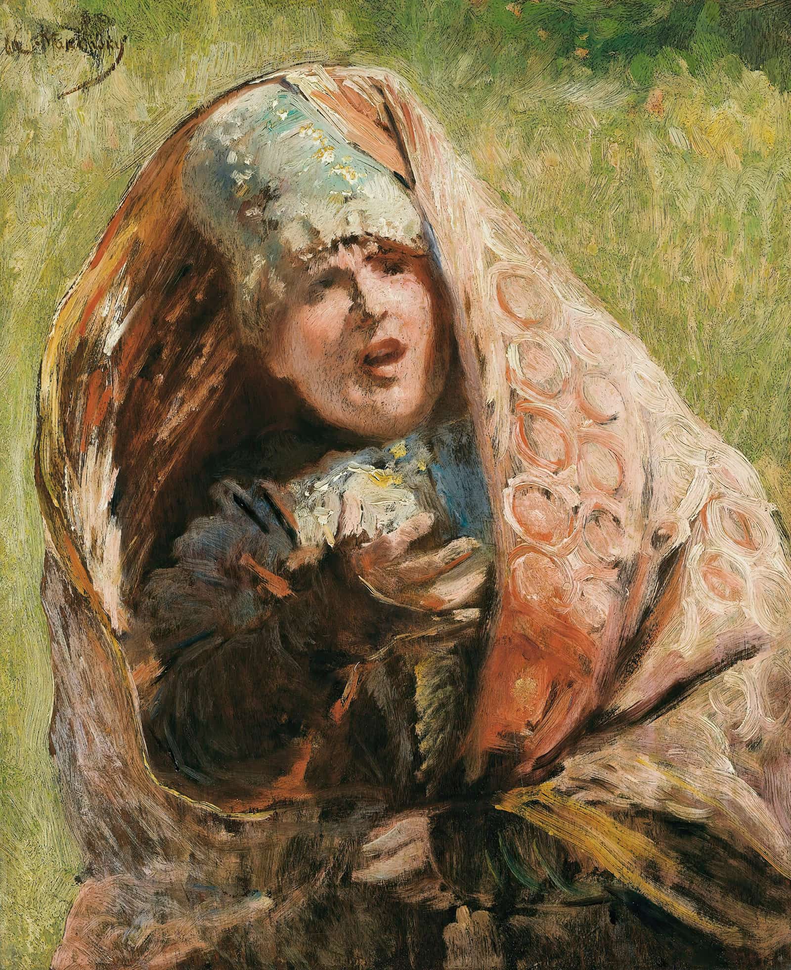Portrait Of A Peasant Woman Study For Minin Appealing To People Of Nizhnii Novgorod by Konstantin Egorovich Makovsky