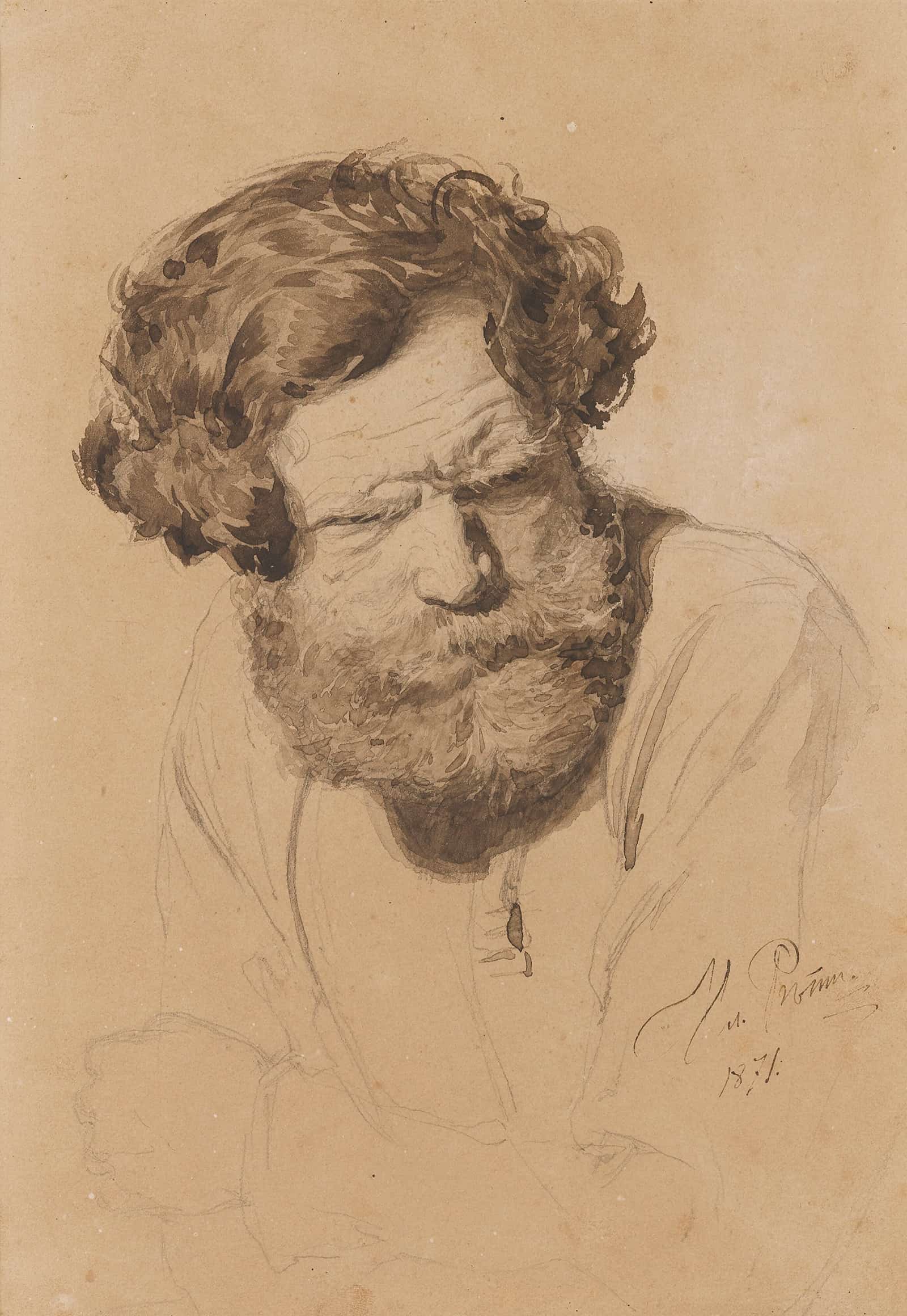 Portrait Of A Russian Peasant by Ilya Efimovich Repin