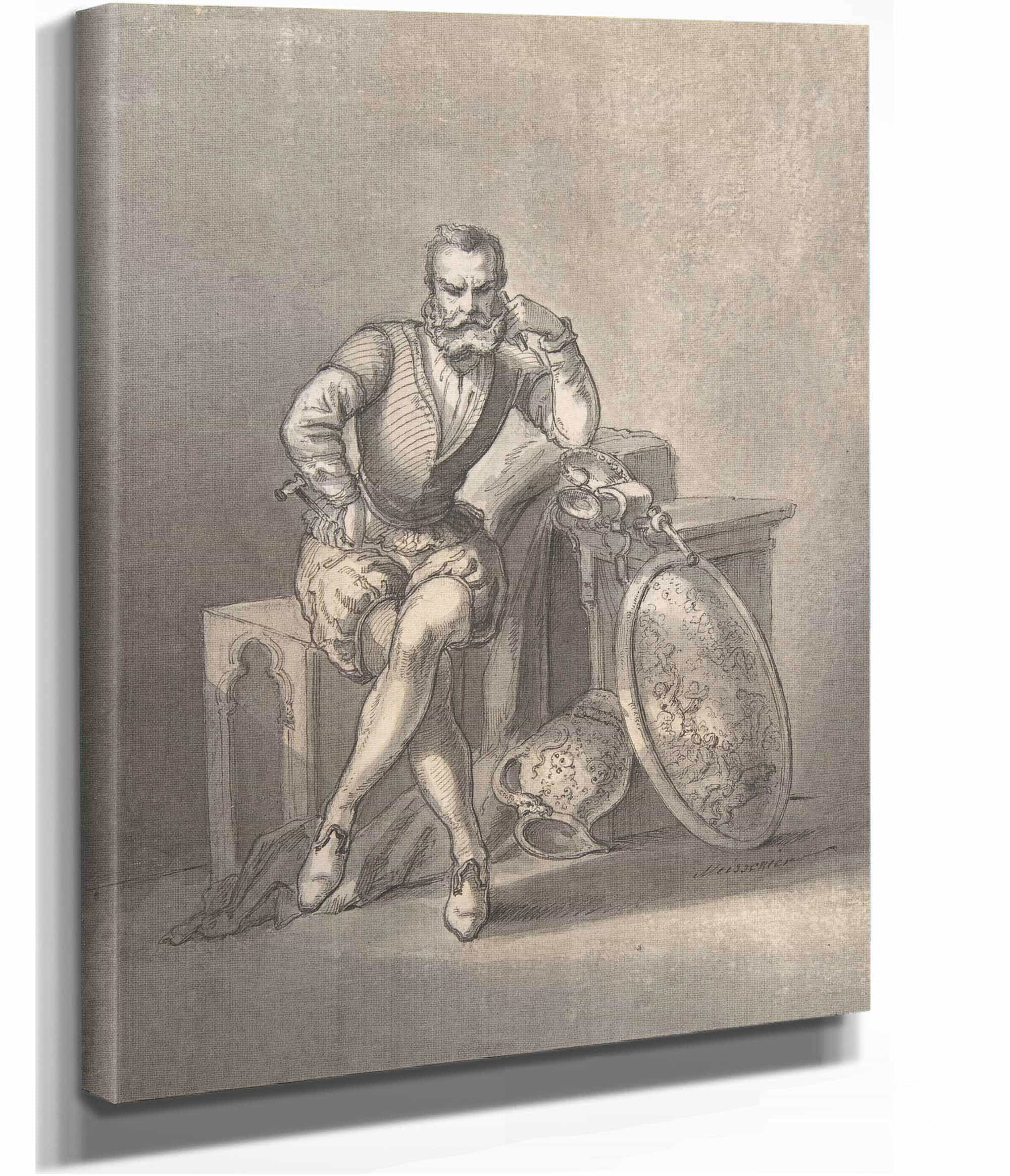 Portrait Of A Silversmith Seated by Ernest Meissonier
