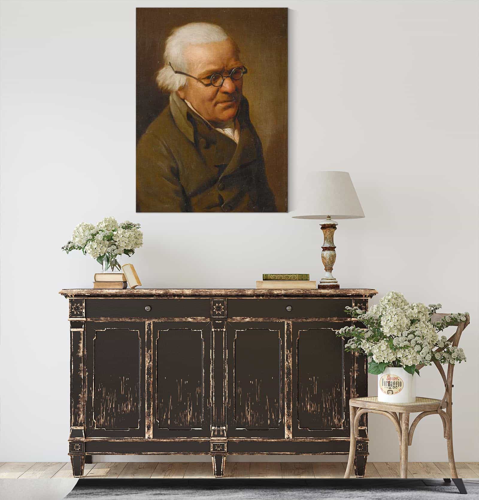 Portrait Of A White Haired Man Half Length Wearing Glasses by Louis Leopold Boilly