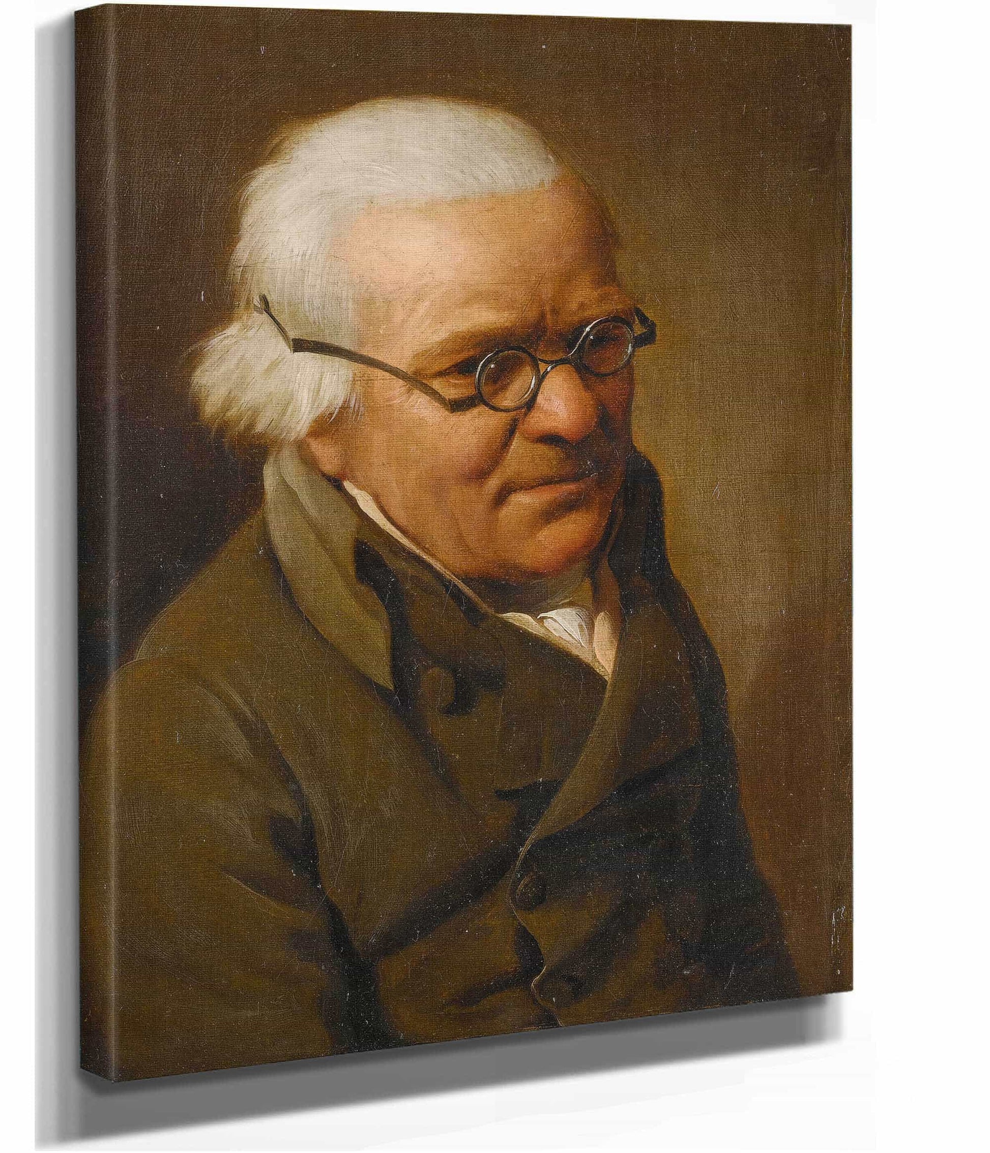 Portrait Of A White Haired Man Half Length Wearing Glasses by Louis Leopold Boilly