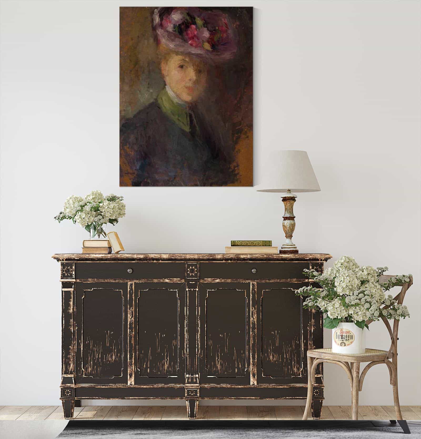 Portrait Of A Woman In A Hat With Flowers by Olga Boznanska