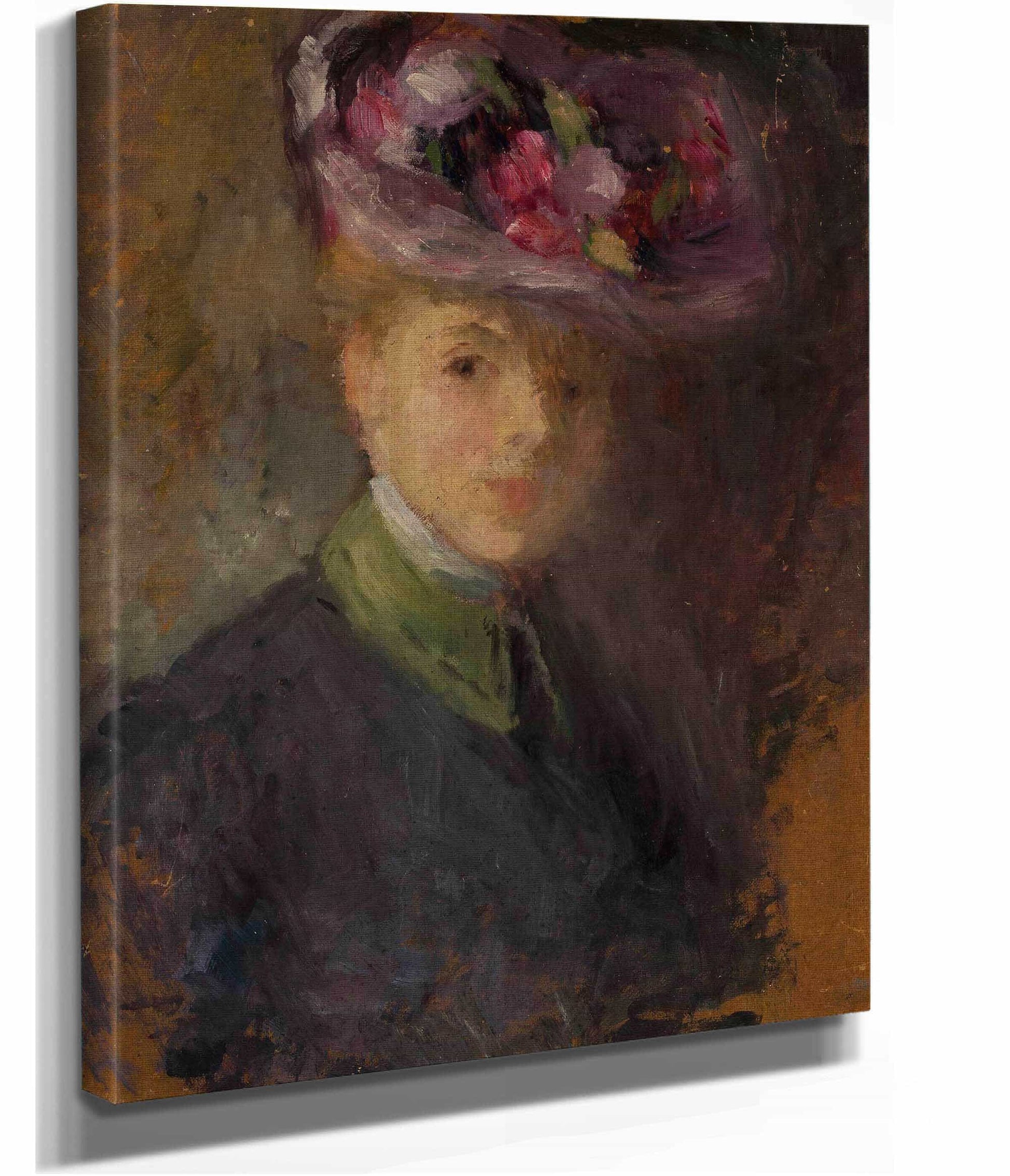 Portrait Of A Woman In A Hat With Flowers by Olga Boznanska