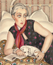 Portrait Of A Woman Reading With A Dog by Gerda Wegener