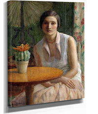 Portrait Of A Woman With Cactus by Frederick Carl Frieseke