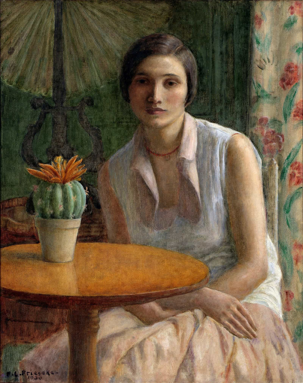 Portrait Of A Woman With Cactus by Frederick Carl Frieseke