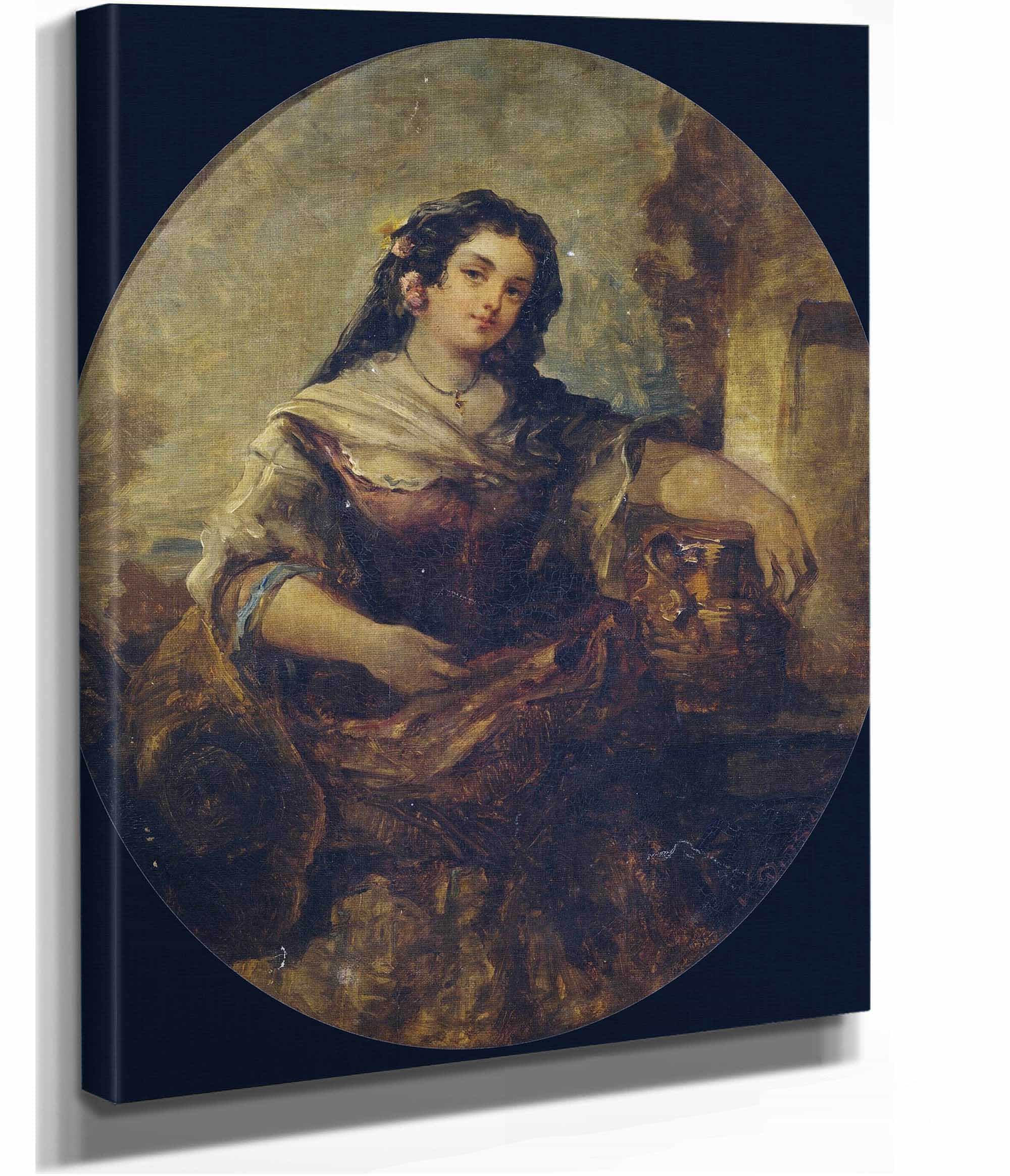 Portrait Of A Young Girl At The Well by Narcisse Virgile Diaz De La Pena