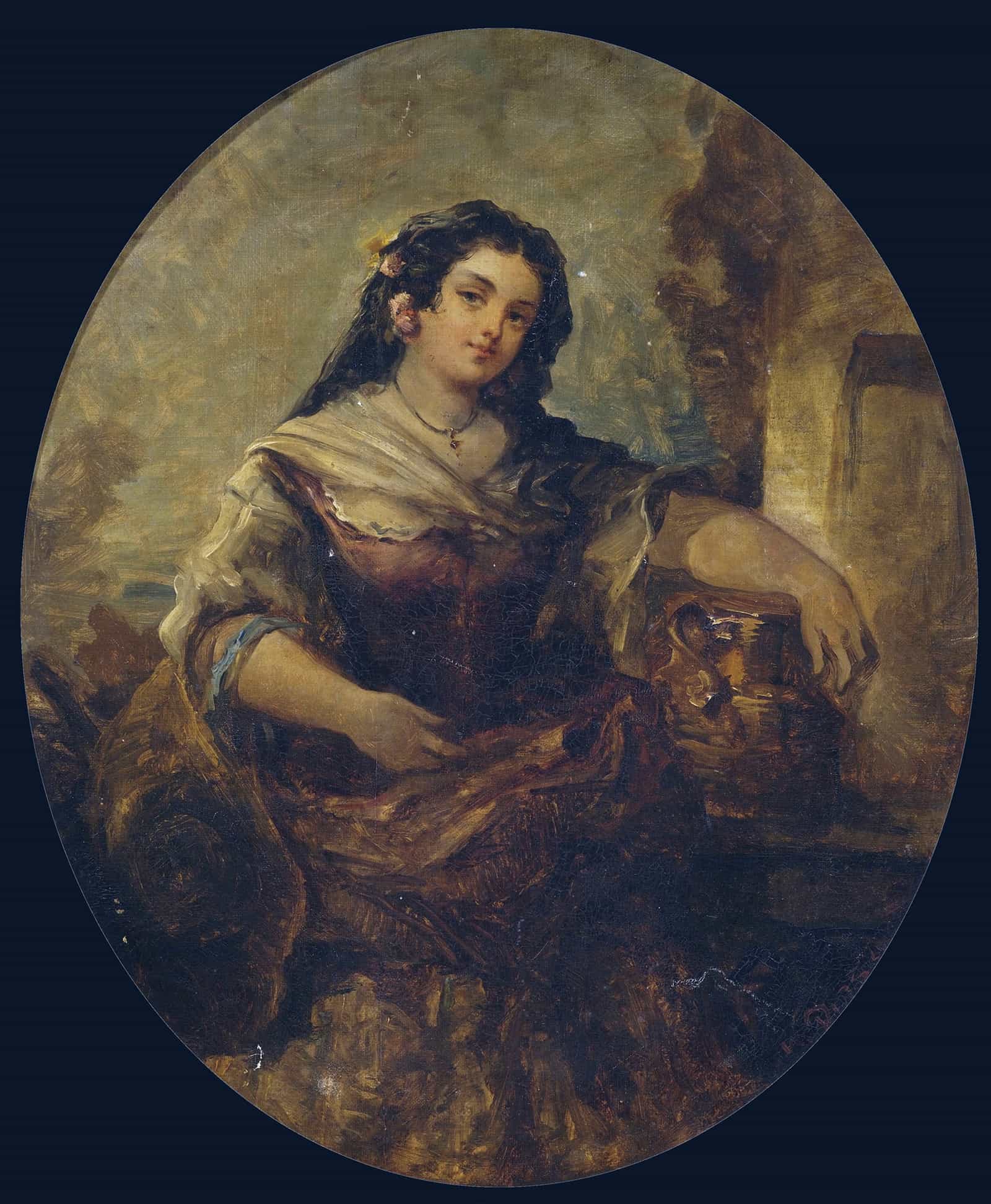 Portrait Of A Young Girl At The Well by Narcisse Virgile Diaz De La Pena