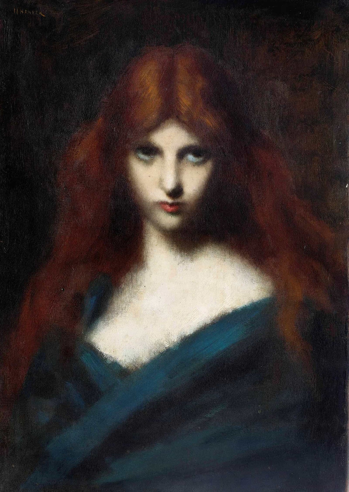 Portrait Of A Young Girl With Red Hair by Jean Jacques Henner