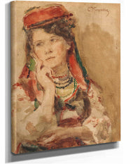 Portrait Of A Young Lady In Traditional Costume by Konstantin Egorovich Makovsky