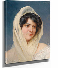 Portrait Of A Young Lady With A Veil by Eugen Von Blaas